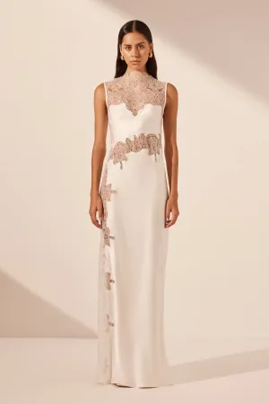 STRATUS LACE HIGH NECK MAXI DRESS - IVORY