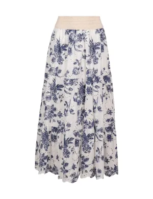 Summer Days Skirt, Navy Print