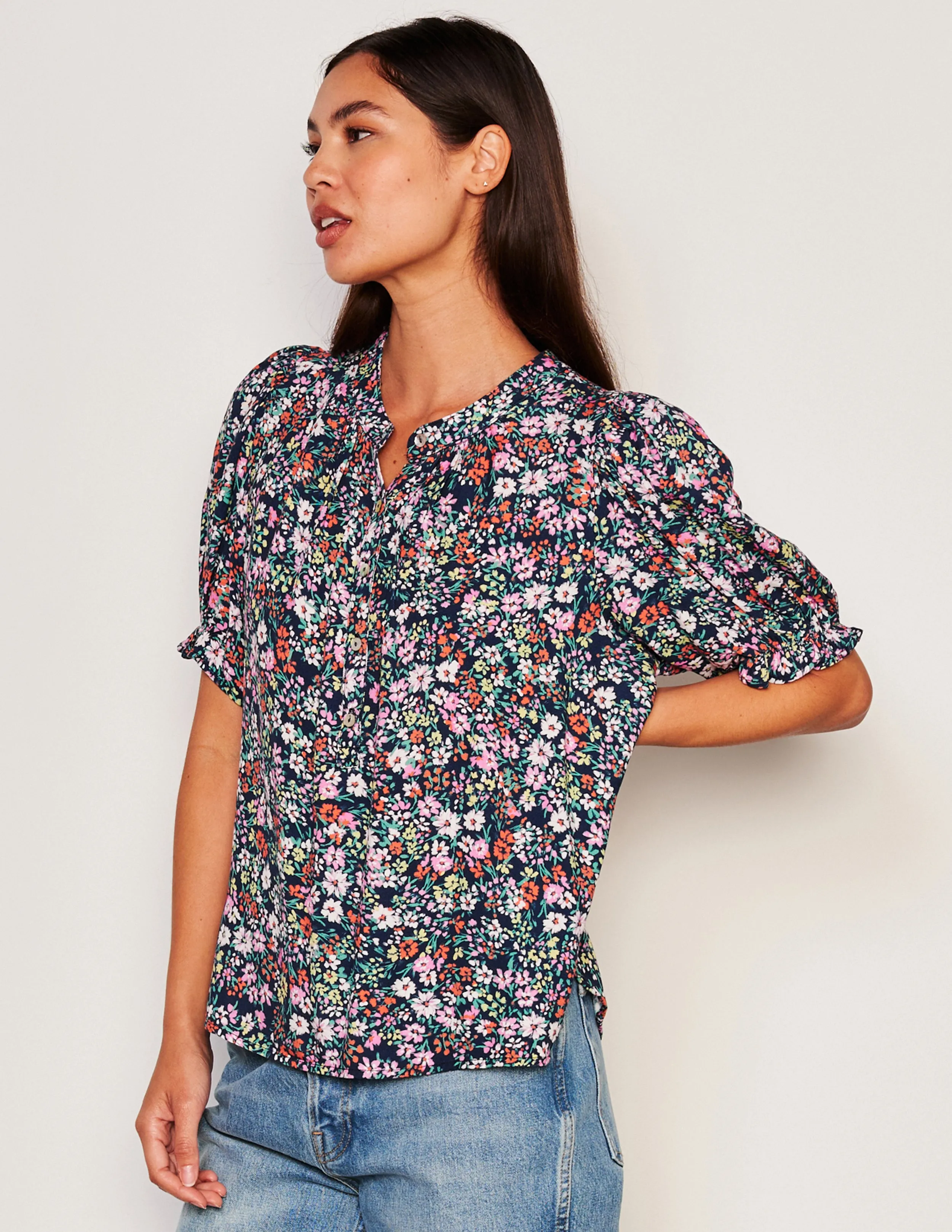 Sundry Femme Henley Shirt in Deep Navy