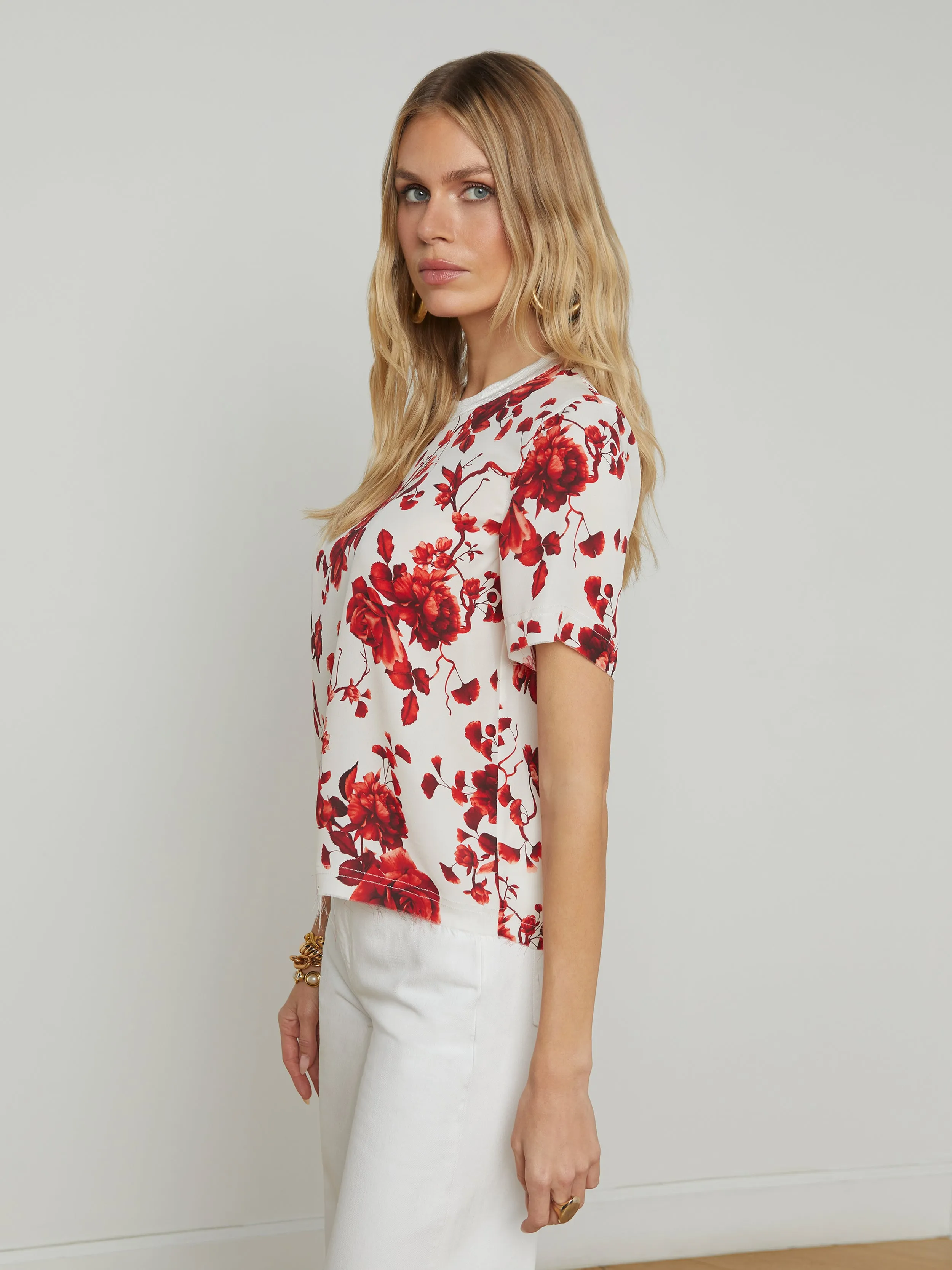 Suzette Silk Raw-Hem Tee