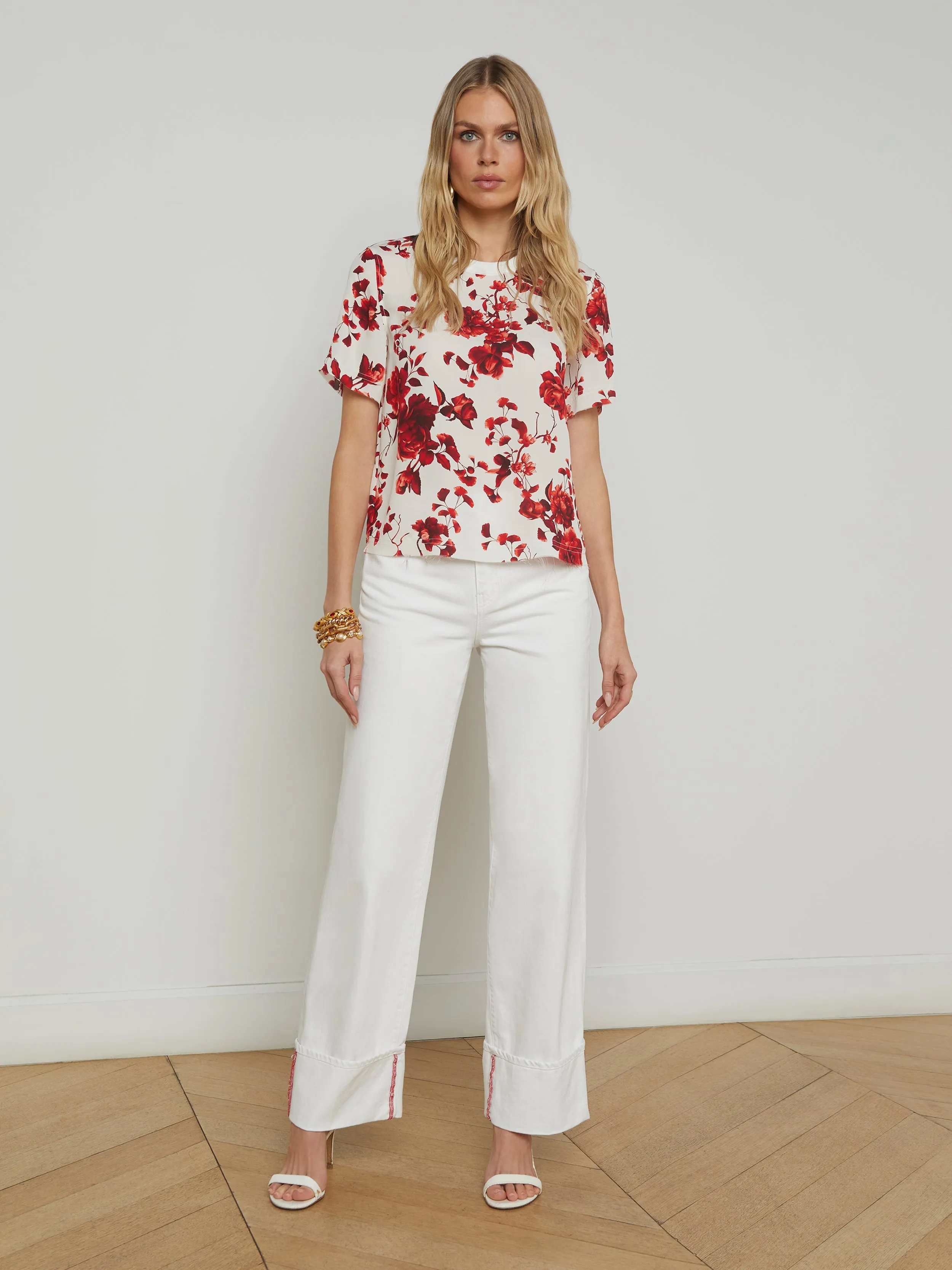 Suzette Silk Raw-Hem Tee