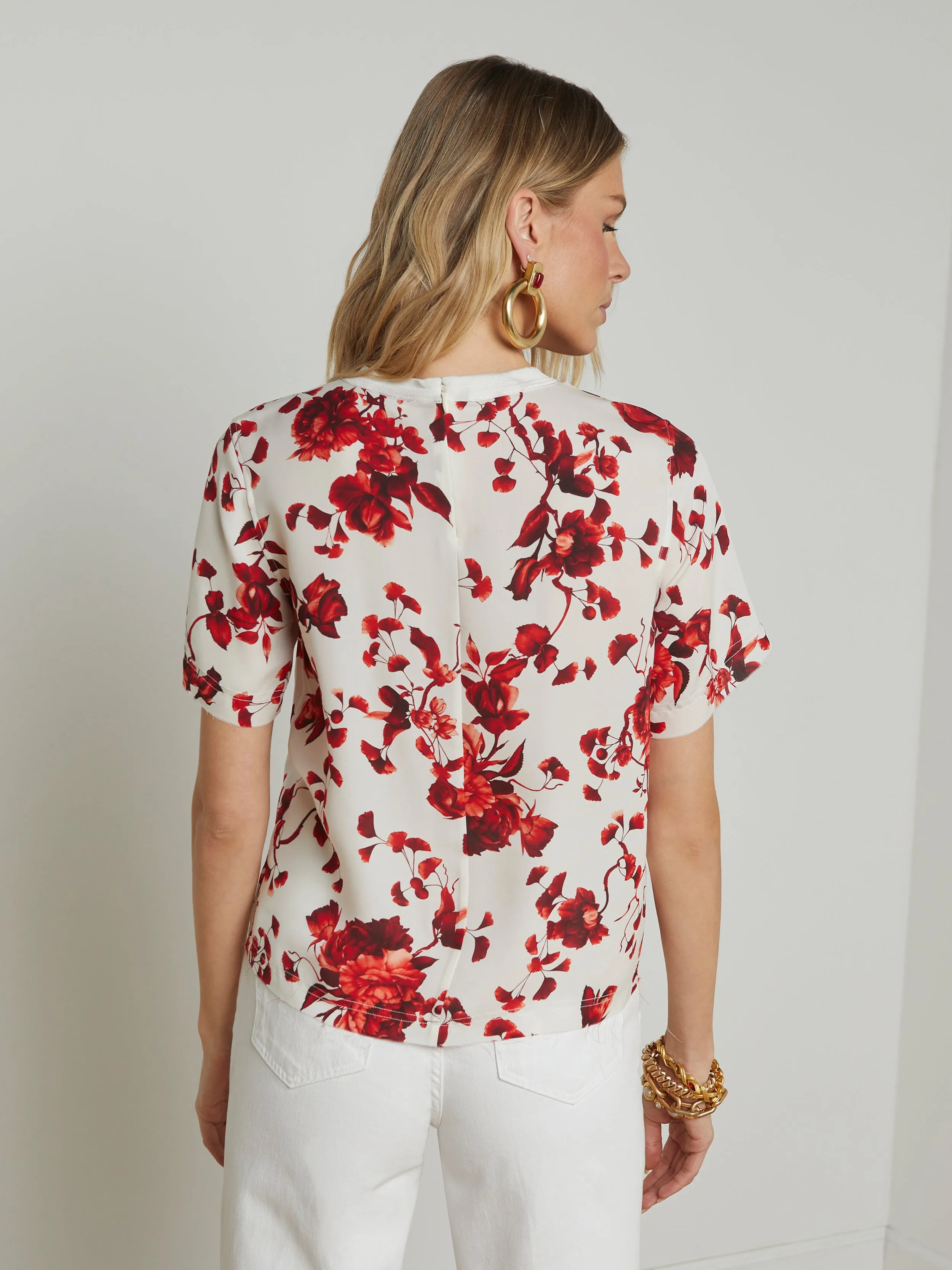 Suzette Silk Raw-Hem Tee