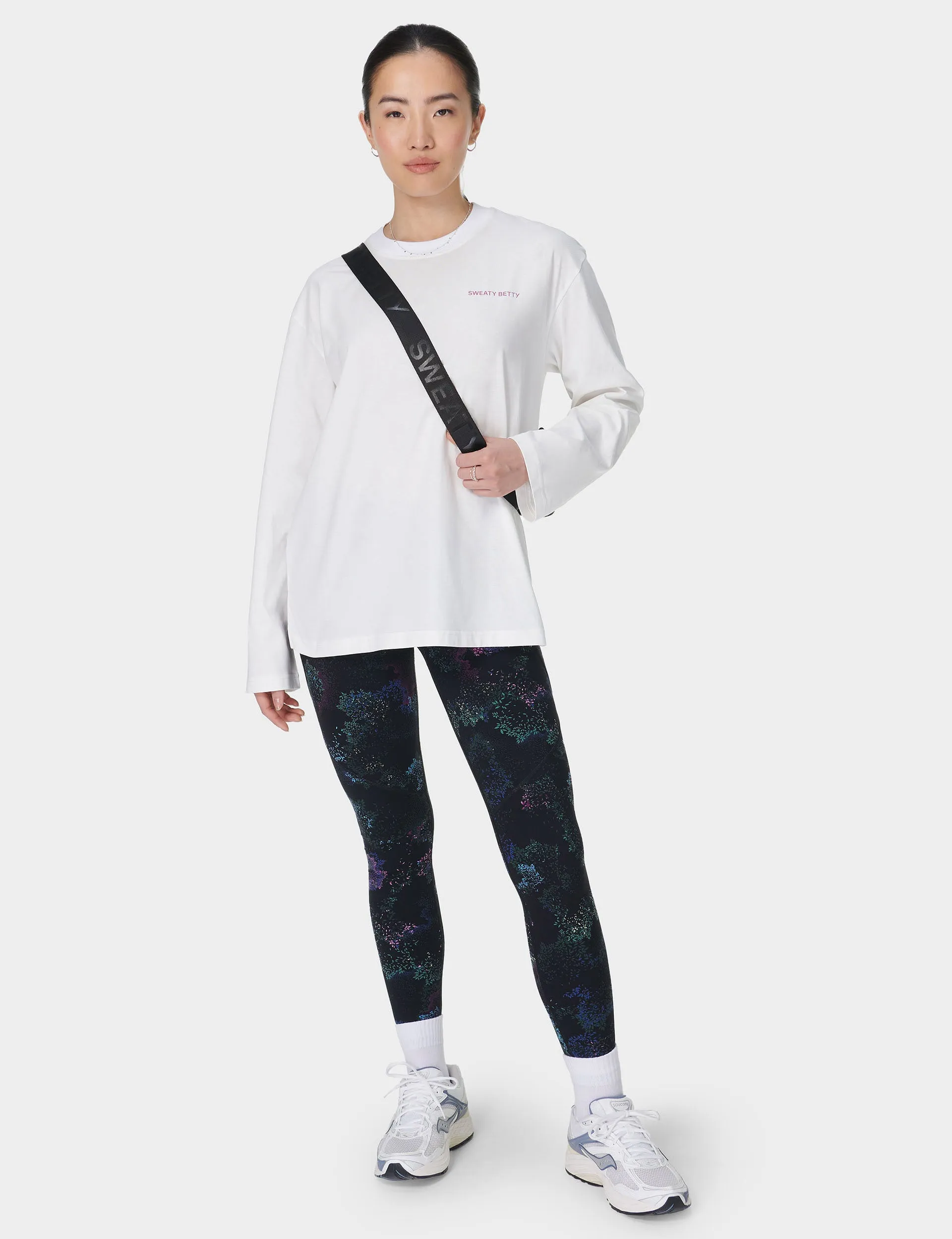 Sweaty Betty Logo Long Sleeve T-Shirt - Lily White