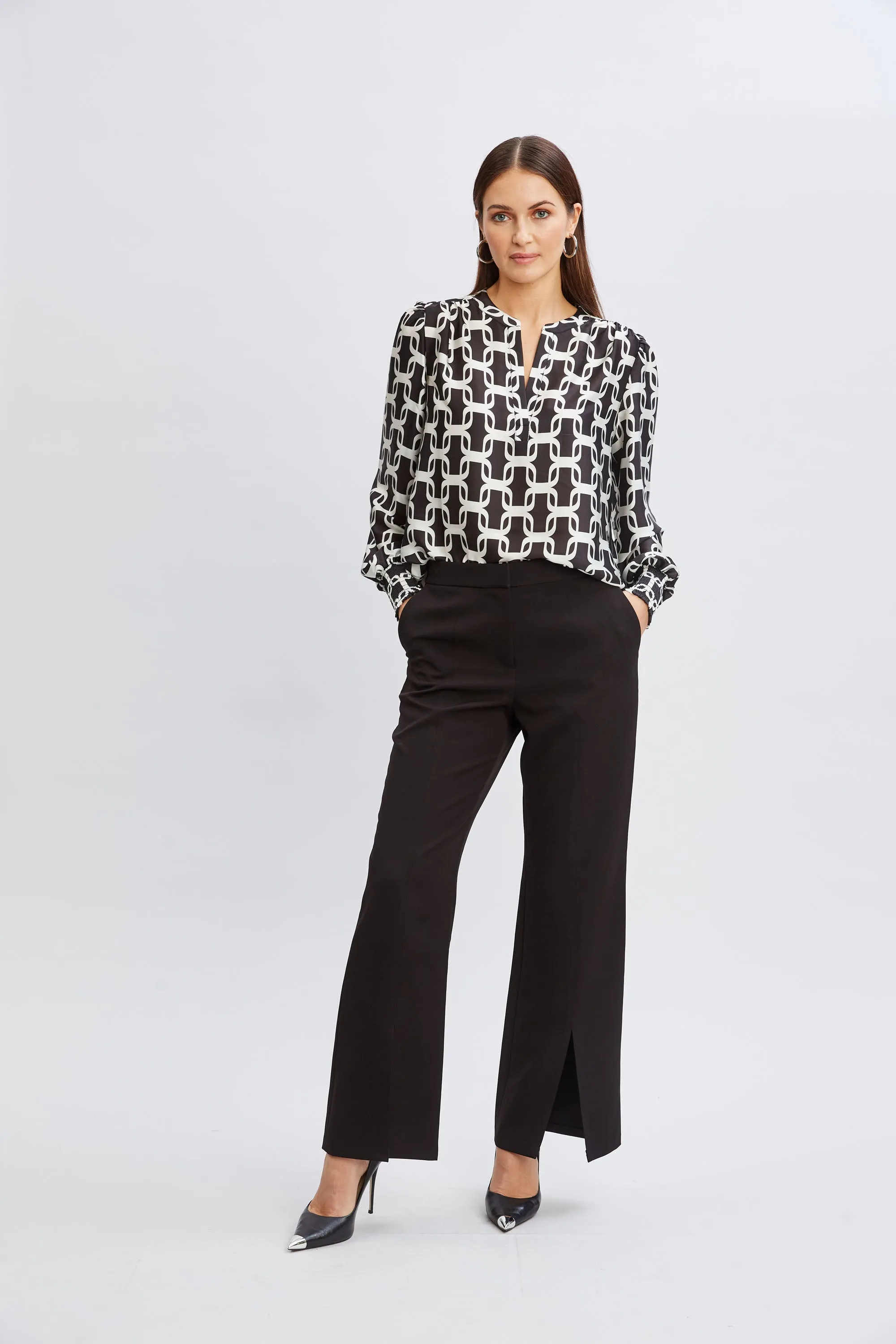 T-Tahari Wide Leg Slit Pant