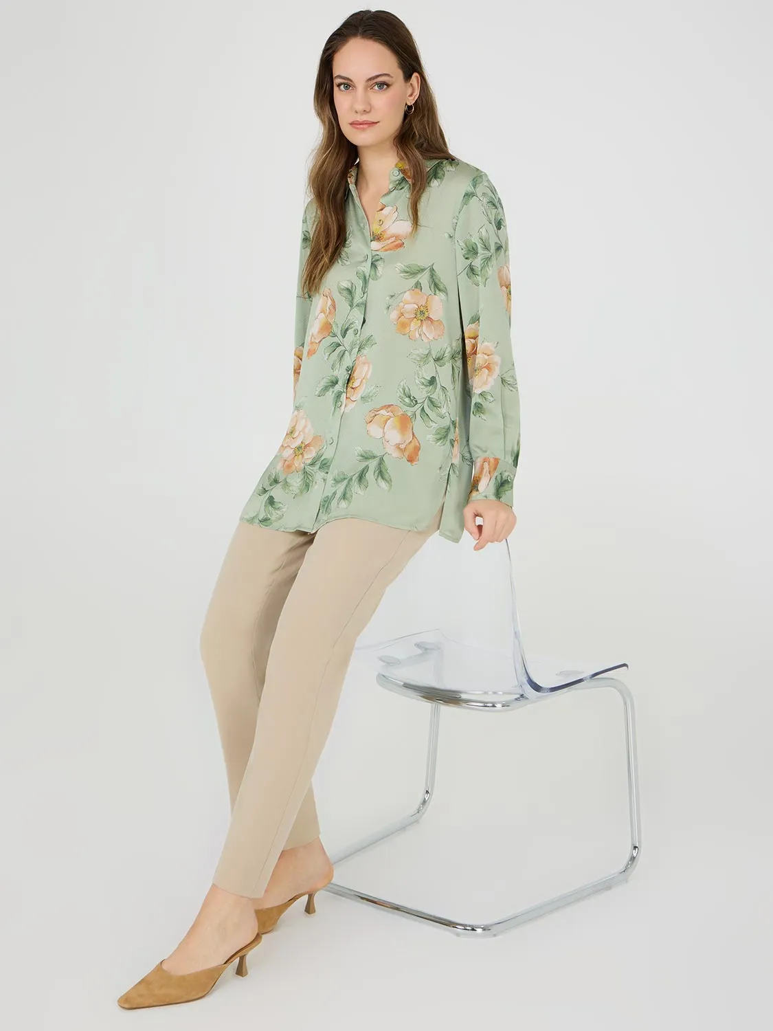 Textured Floral Tunic Blouse