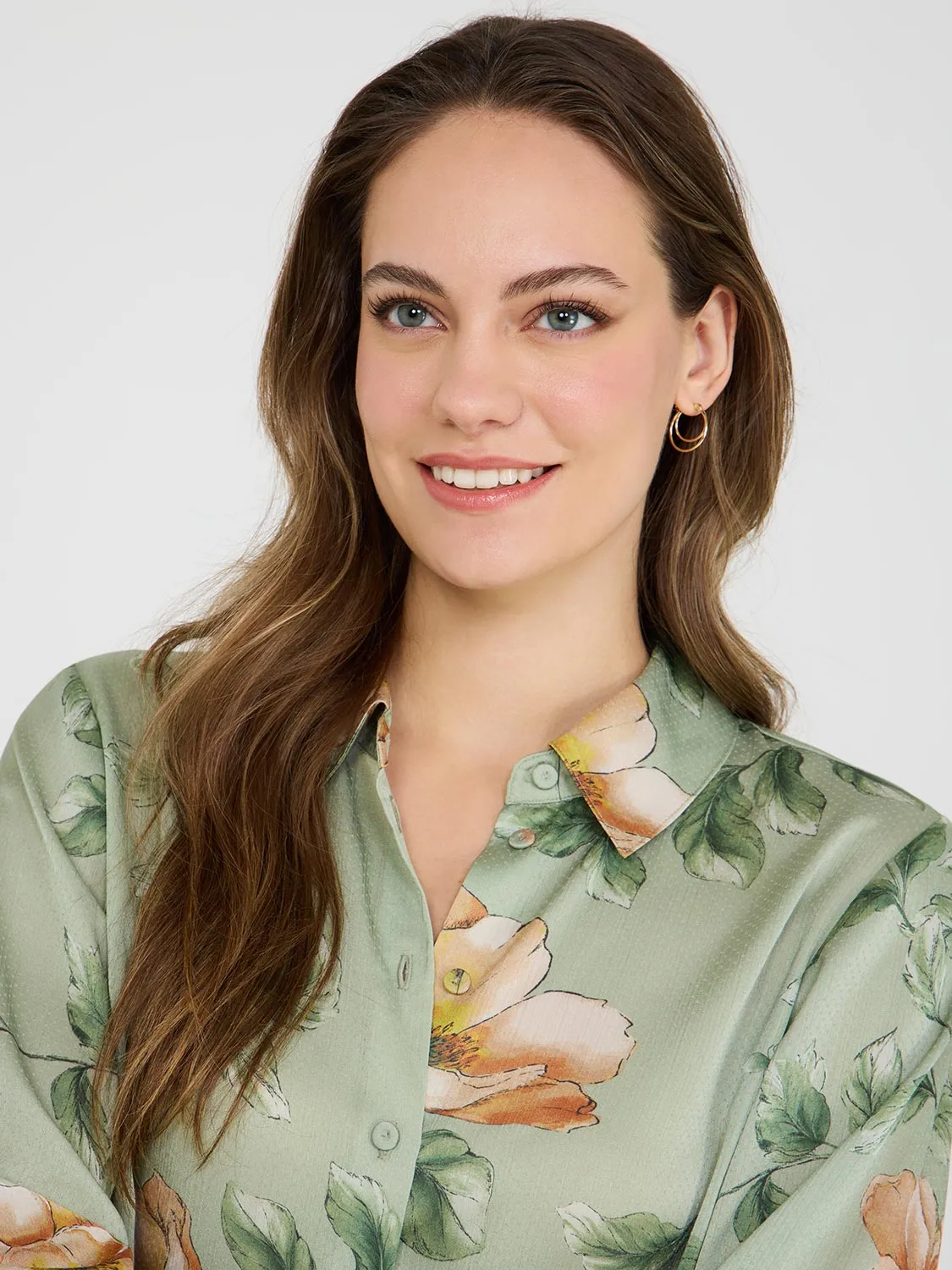 Textured Floral Tunic Blouse