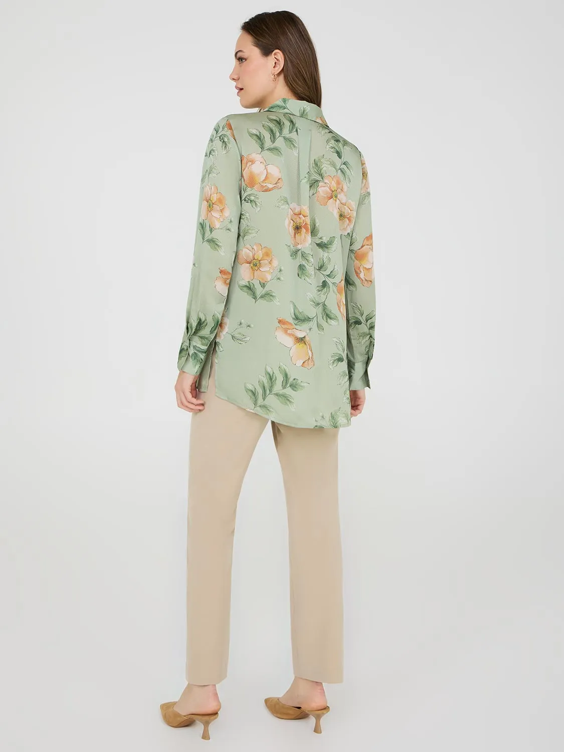 Textured Floral Tunic Blouse