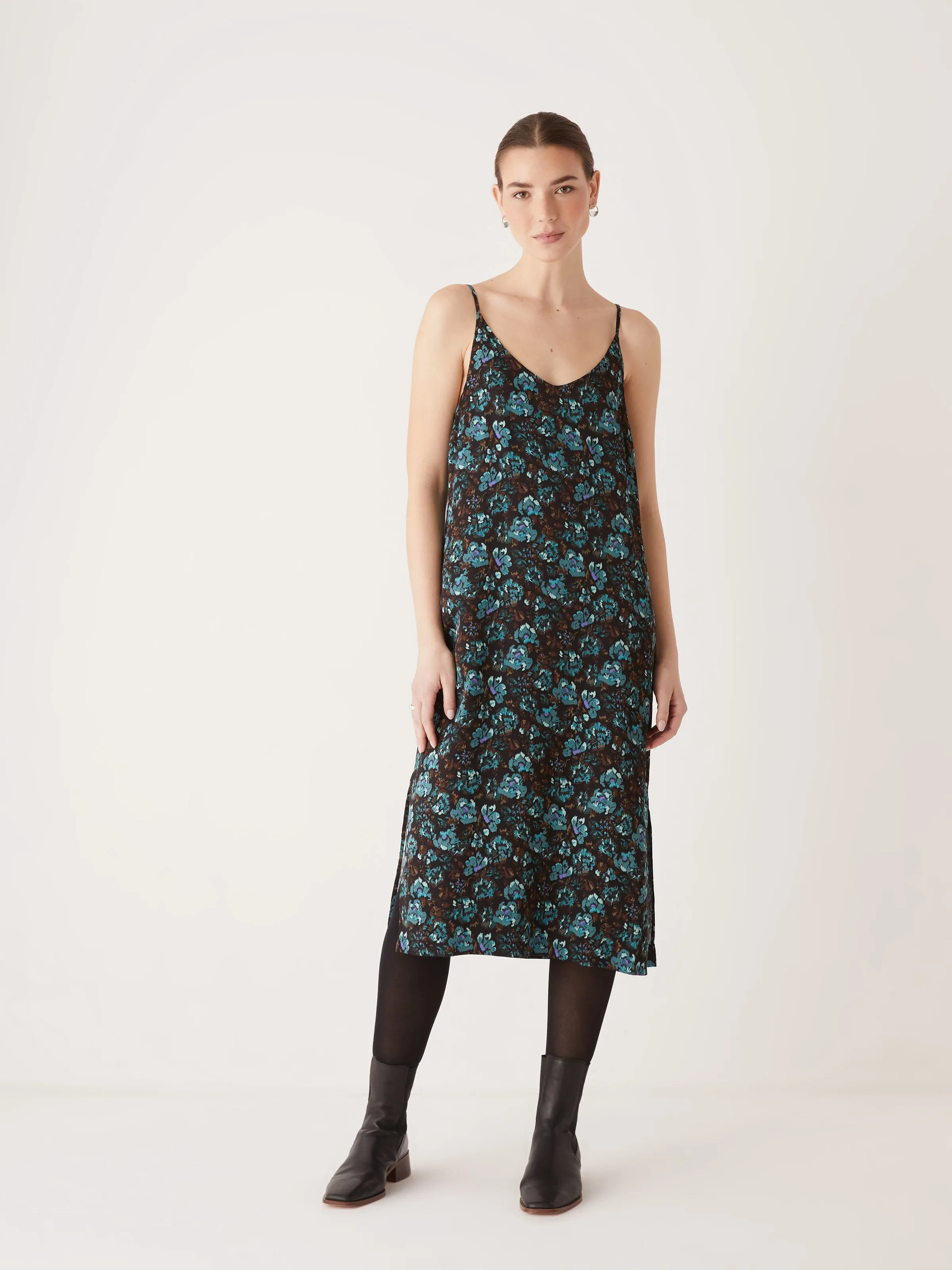The Satin Slip Dress in Dark Green