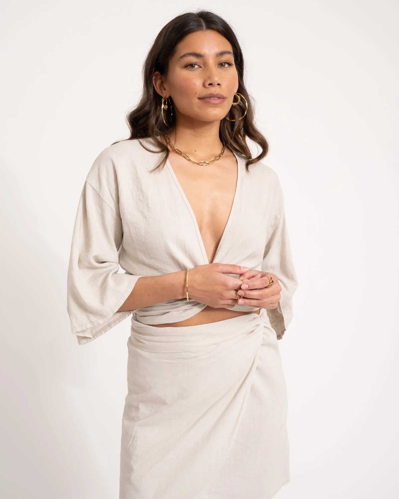 TILTIL Sunny Linen Top Beige One Size