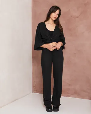 TILTIL Sunny Linen Top Black One Size