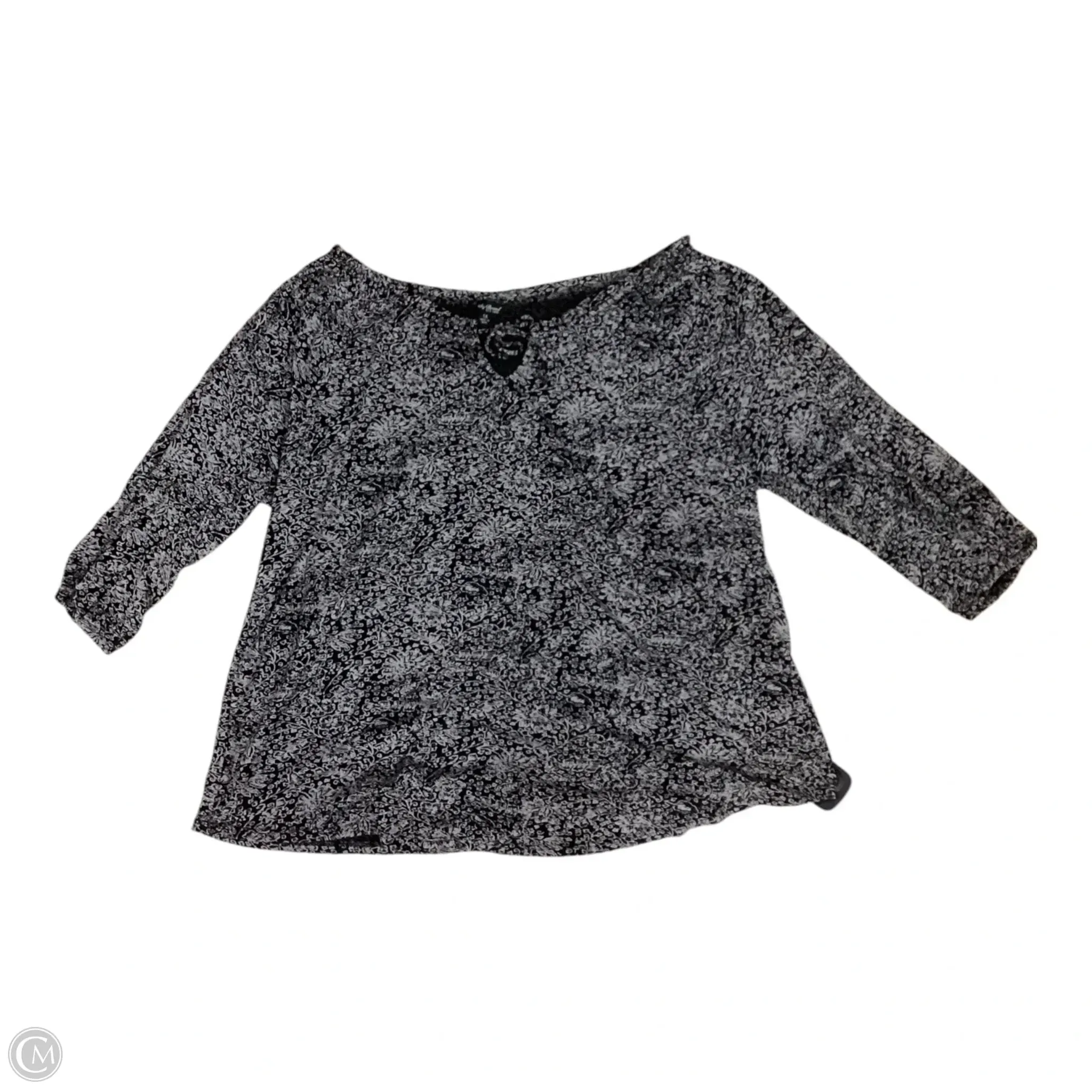 Top Long Sleeve By Lucky Brand In Black & Grey, Size: 1x