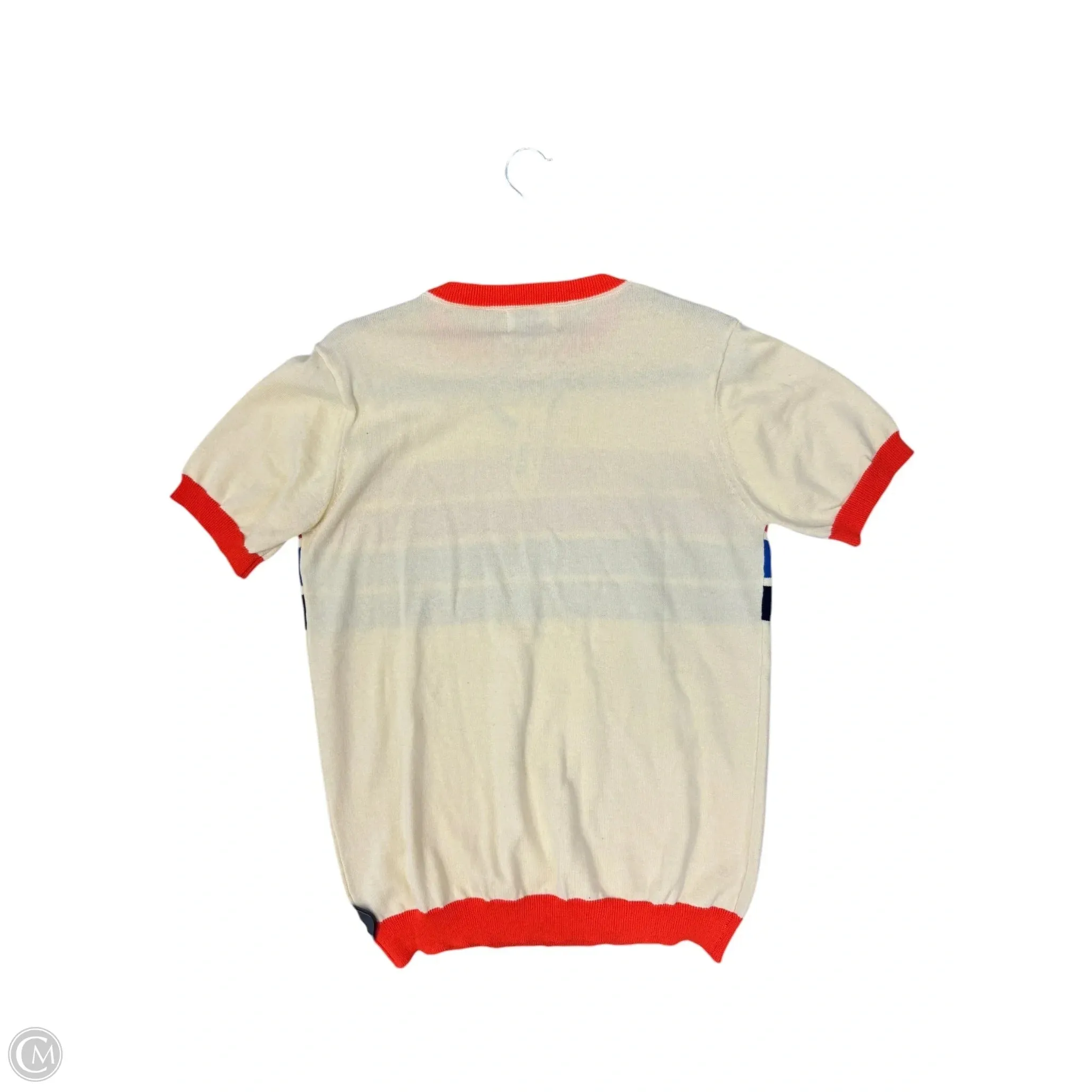 Top Short Sleeve By Cmc In Cream & Orange, Size: L