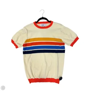 Top Short Sleeve By Cmc In Cream & Orange, Size: L