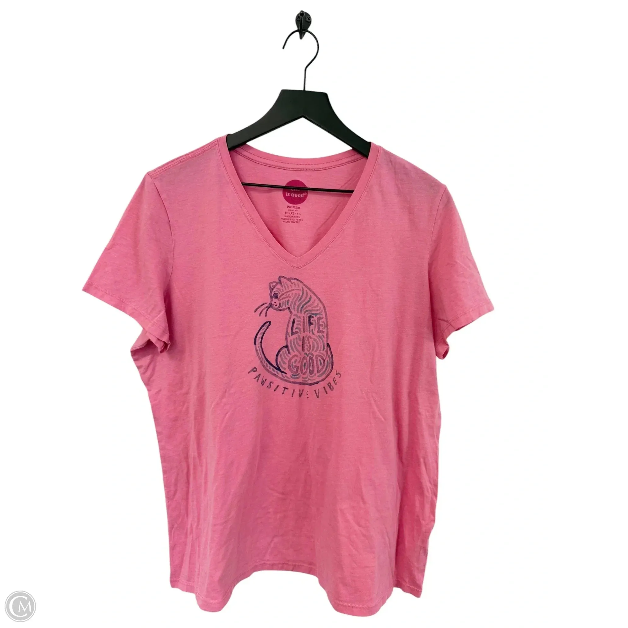 Top Short Sleeve By Life Is Good In Pink, Size: Xl