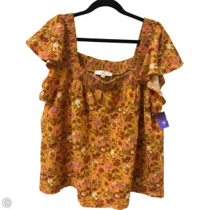 Top Short Sleeve By Loft In Yellow, Size: 1x