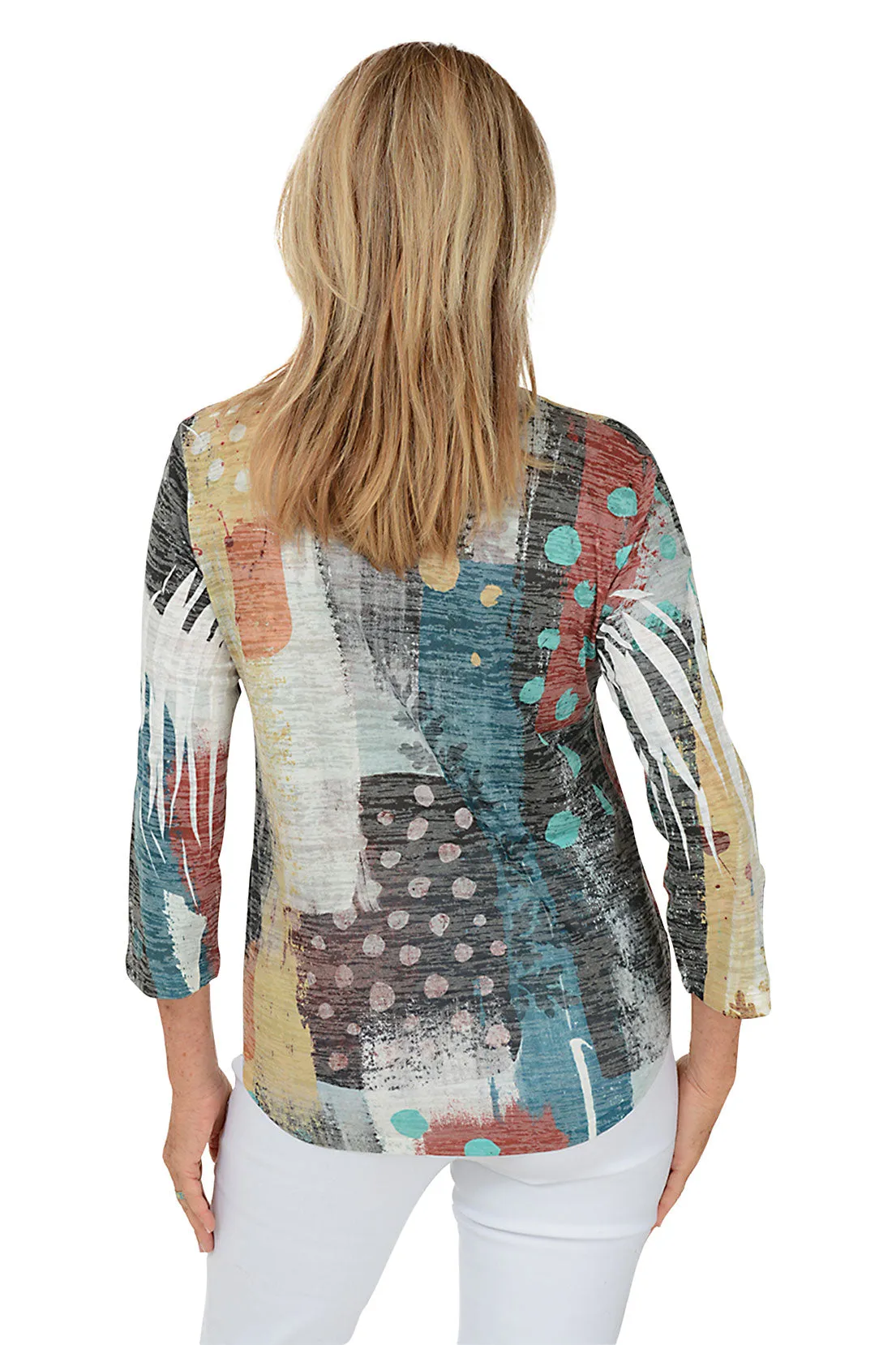 Tundra Curved Hem Burnout Knit Top