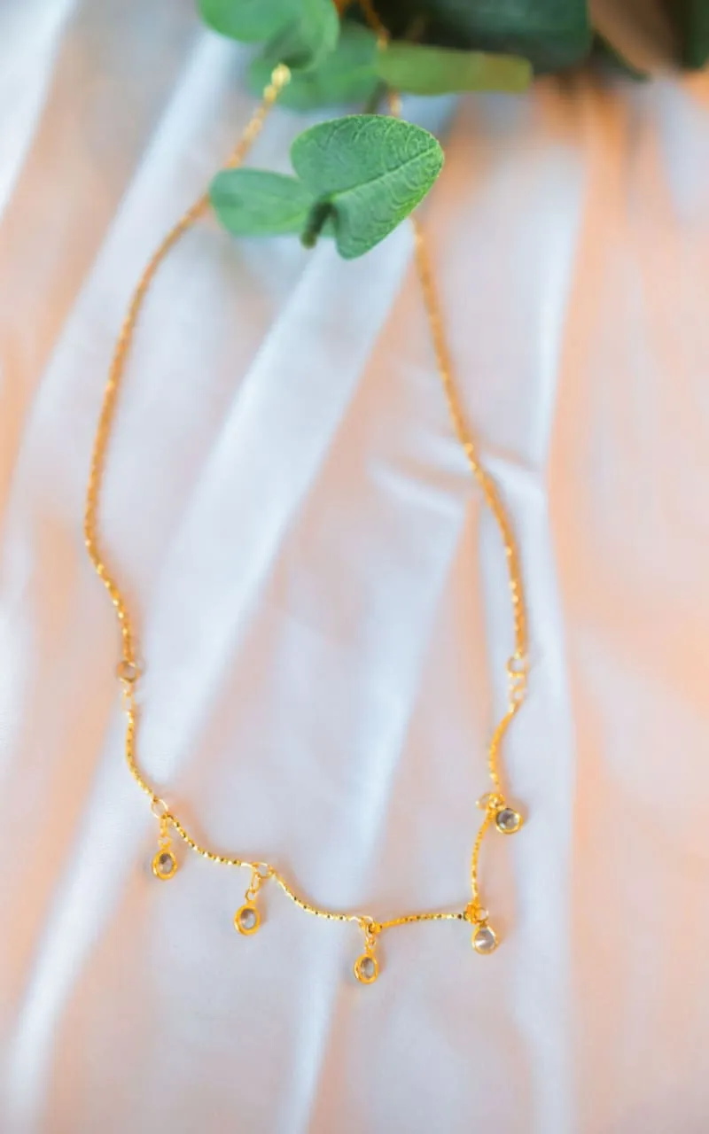 Twisted Baubles - Wave Cubic Zirconia Necklace