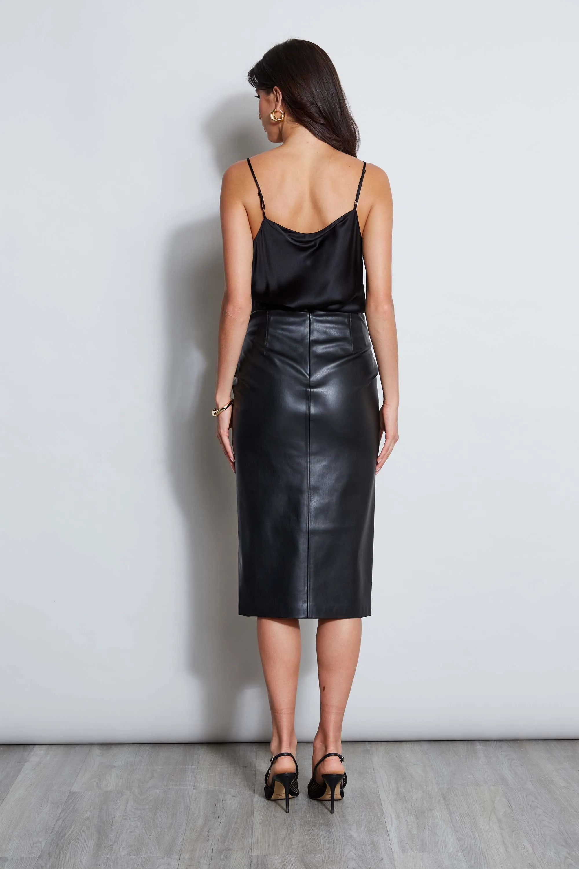 Vegan Leather Twist Skirt