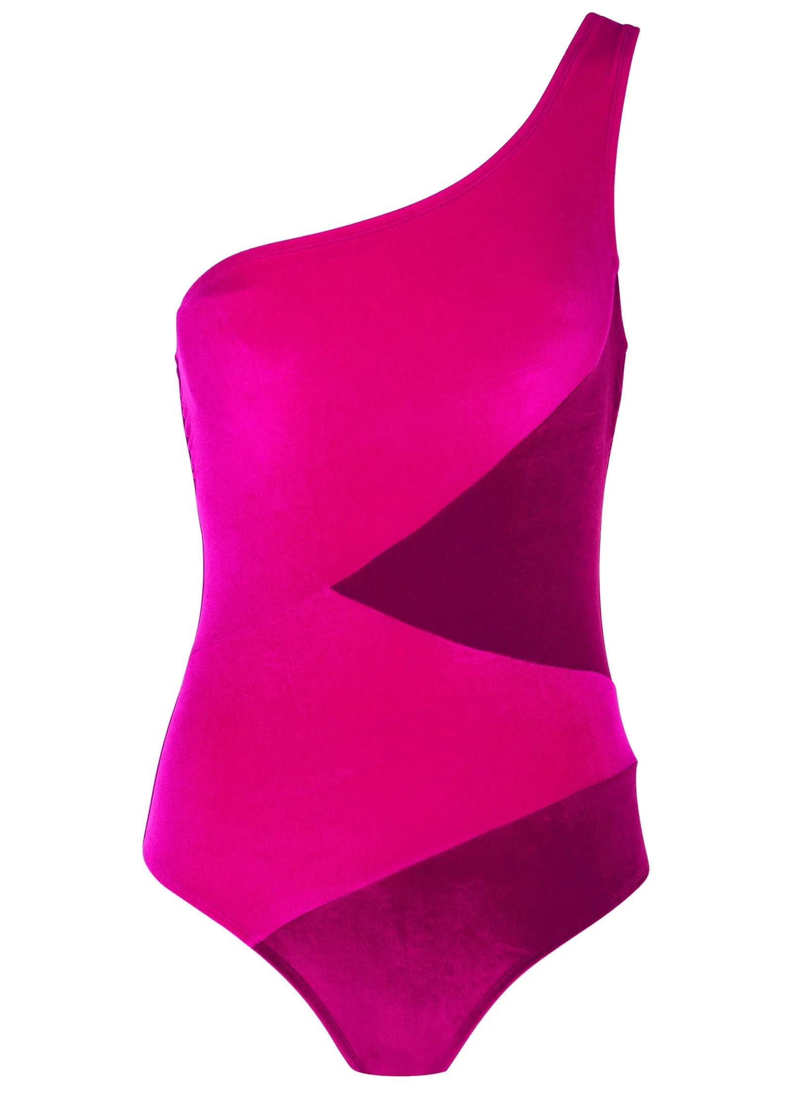Velvet One Shoulder One-Piece - Pink Crush