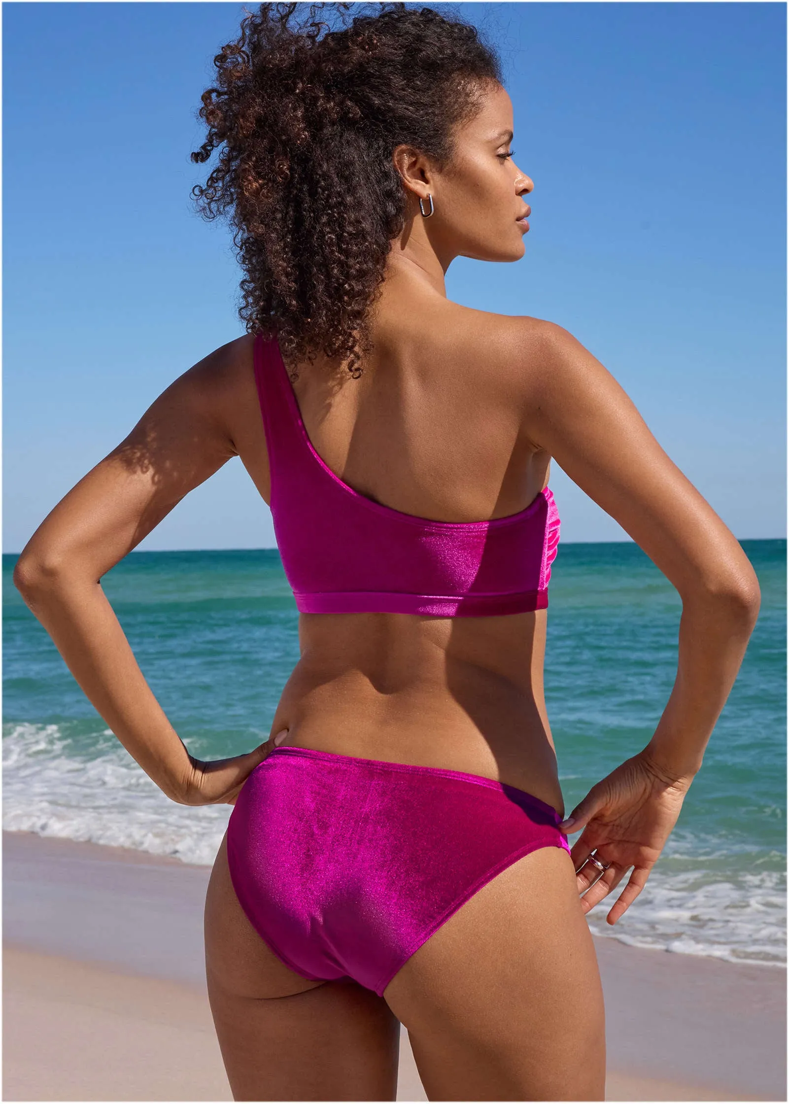 Velvet One Shoulder Top  - Pink Crush