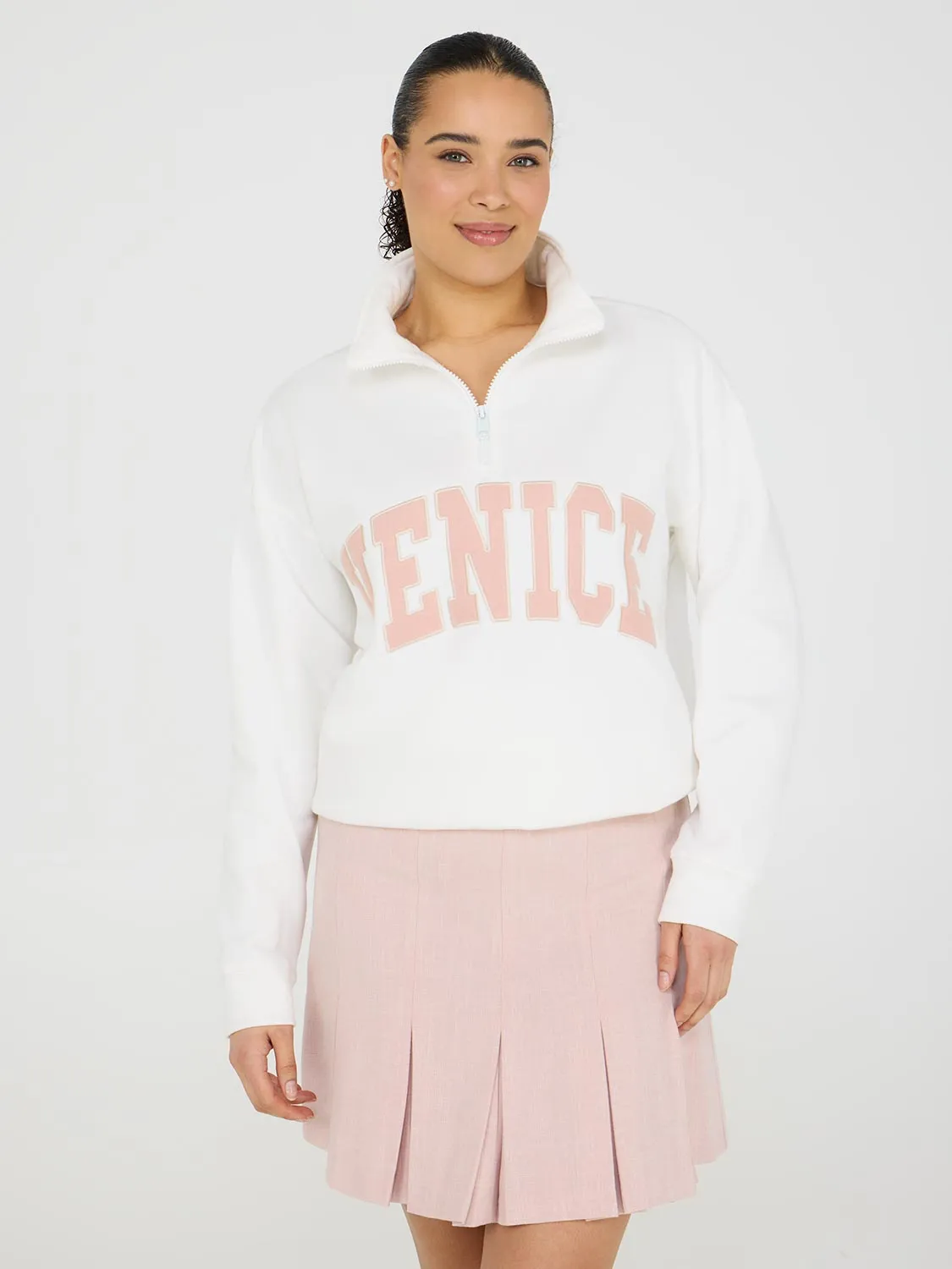 Venice Embroidered Half-Zip Sweatshirt