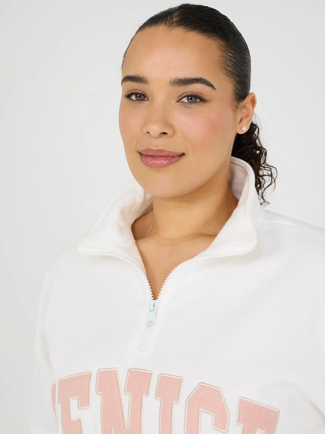 Venice Embroidered Half-Zip Sweatshirt