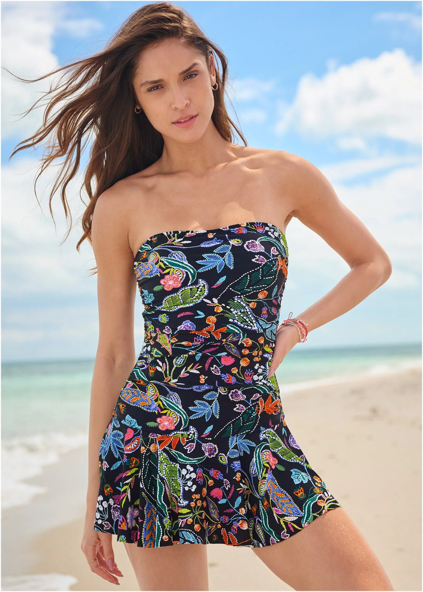 Venice Skirted Swim Dress - Midnight Elegance