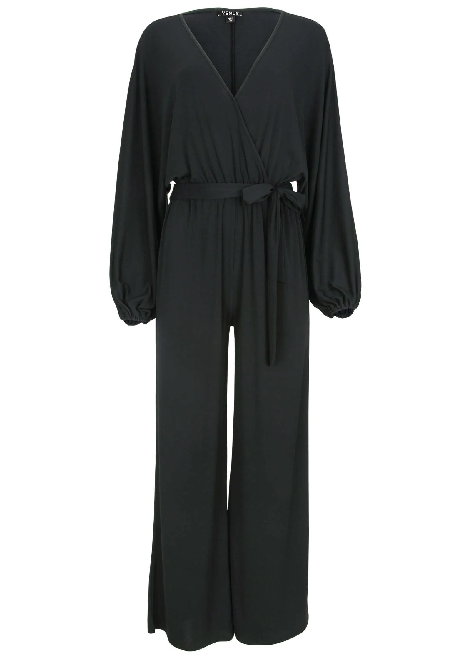 Volume Sleeve Detail Jumpsuit - Black
