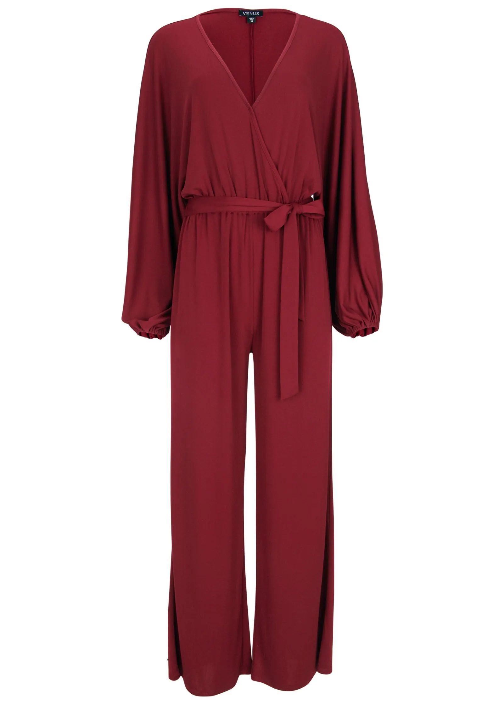 Volume Sleeve Detail Jumpsuit - Wine