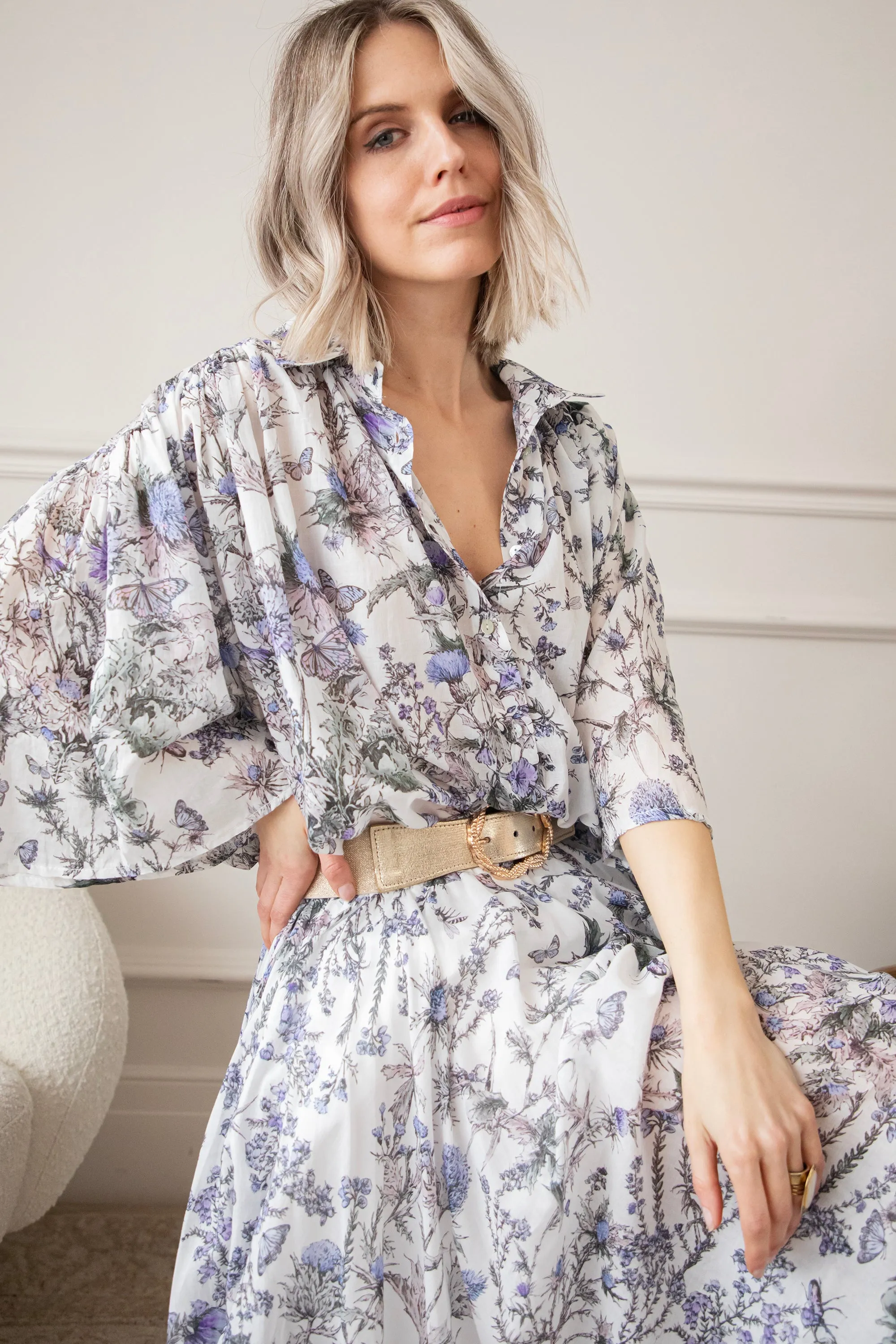 Wander & Bloom White/Lila - Blouse