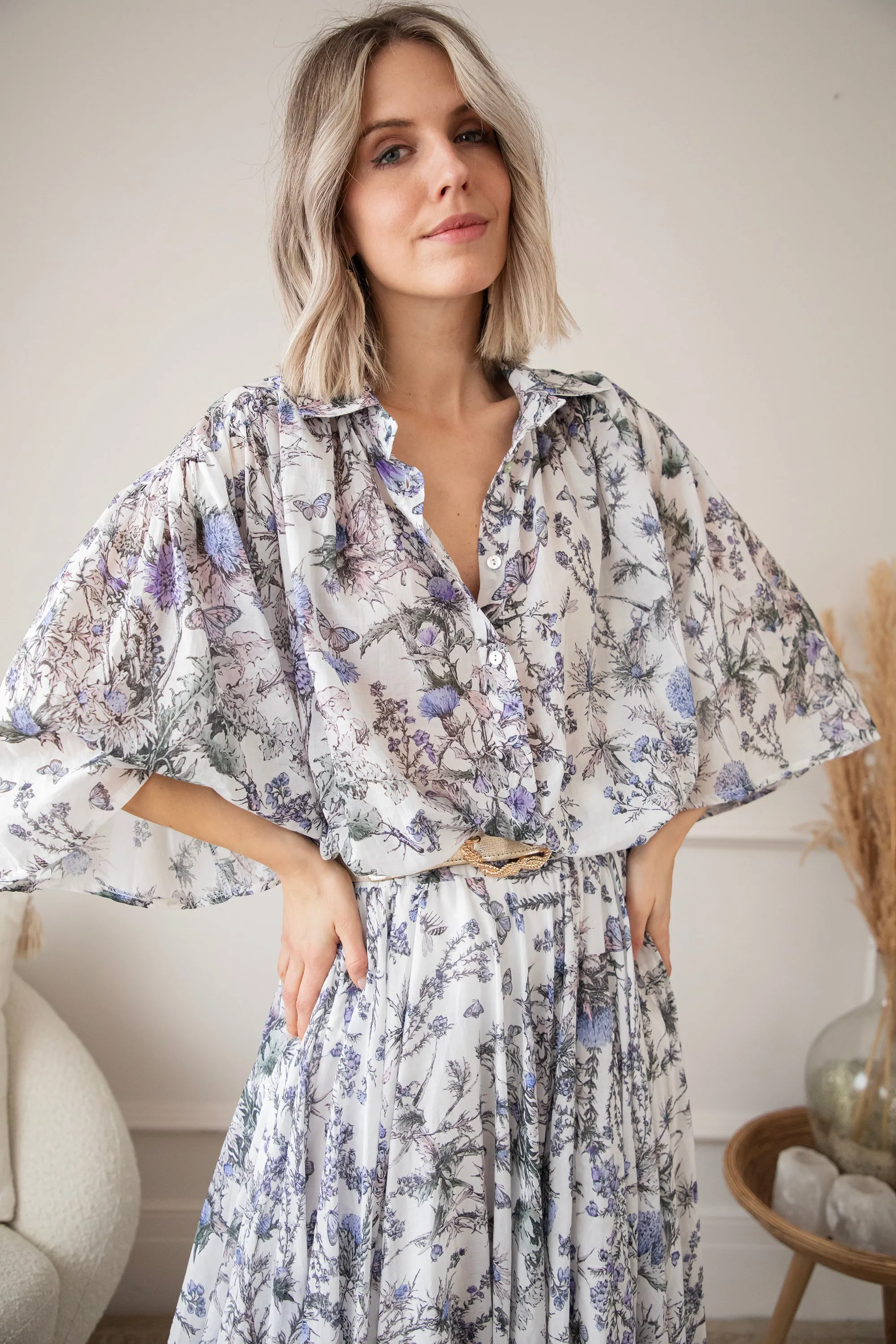 Wander & Bloom White/Lila - Blouse
