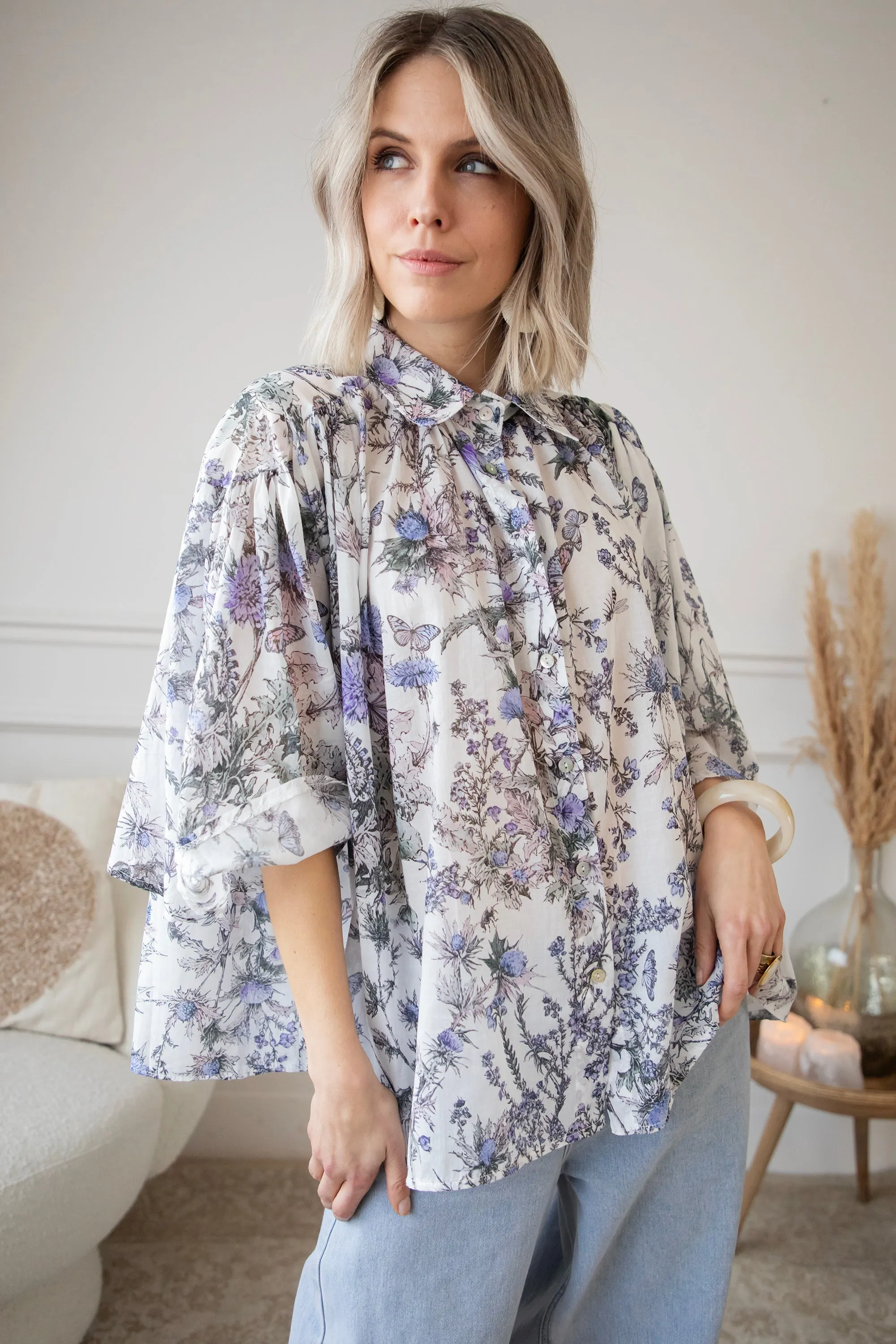 Wander & Bloom White/Lila - Blouse