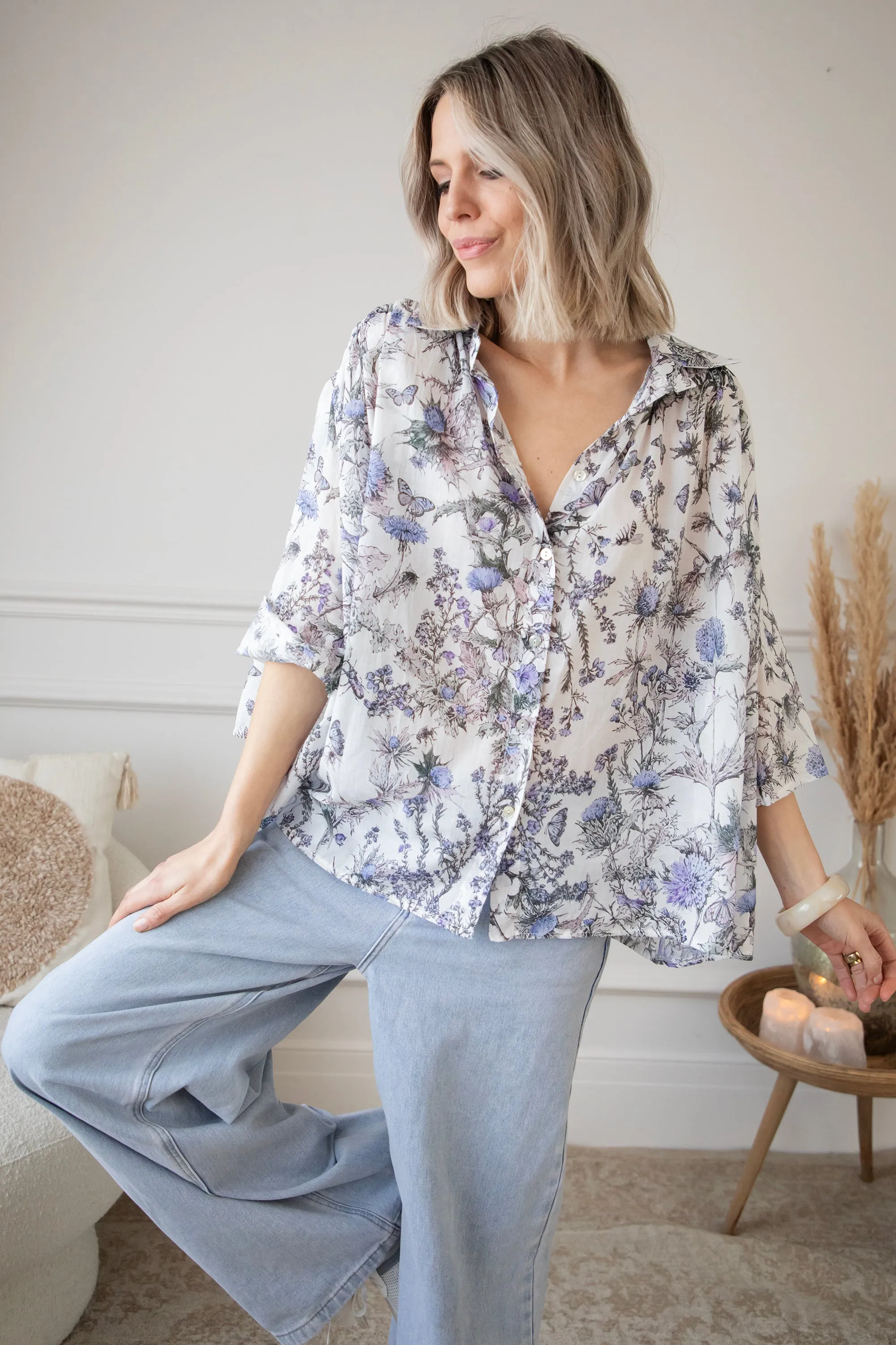 Wander & Bloom White/Lila - Blouse