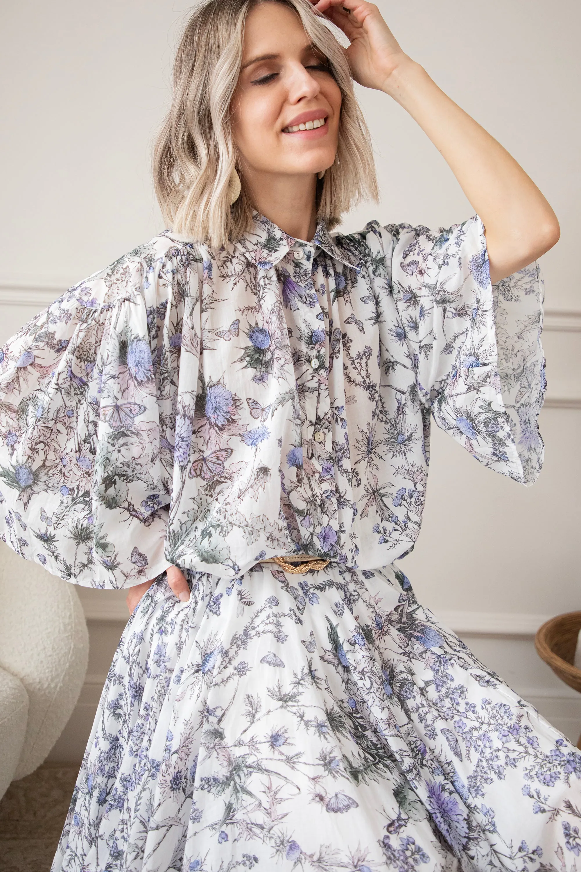 Wander & Bloom White/Lila - Blouse