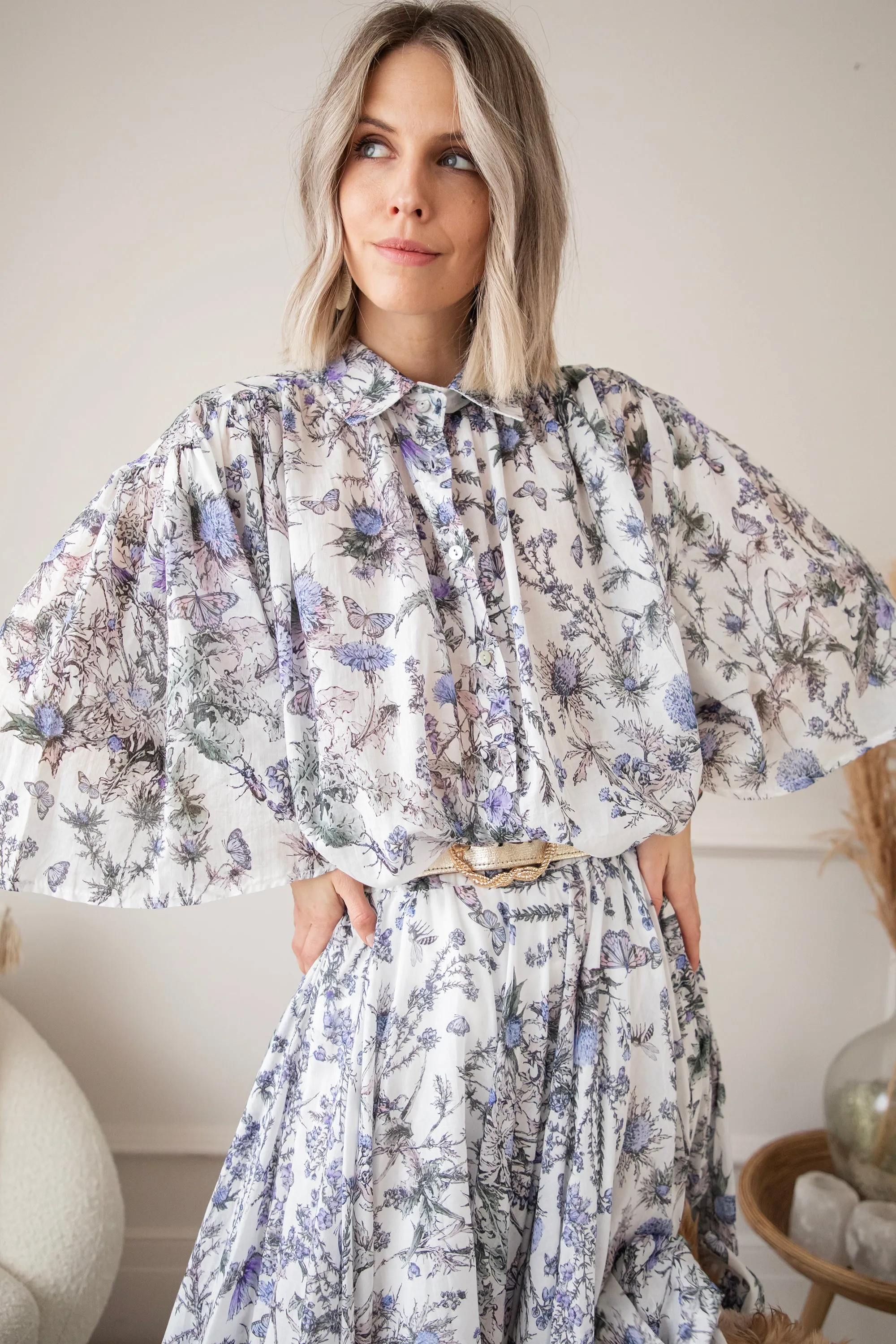Wander & Bloom White/Lila - Blouse
