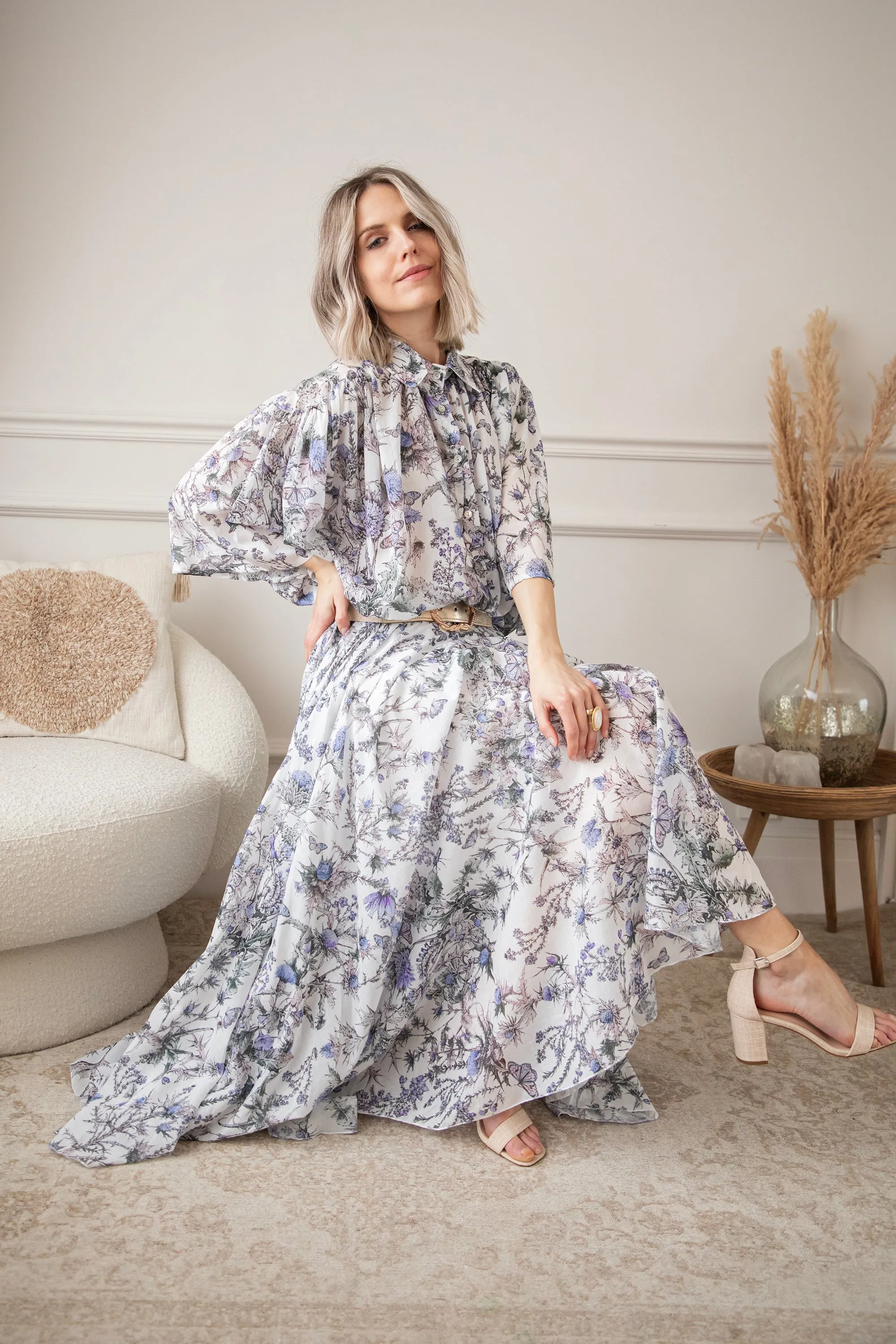 Wander & Bloom White/Lila - Blouse