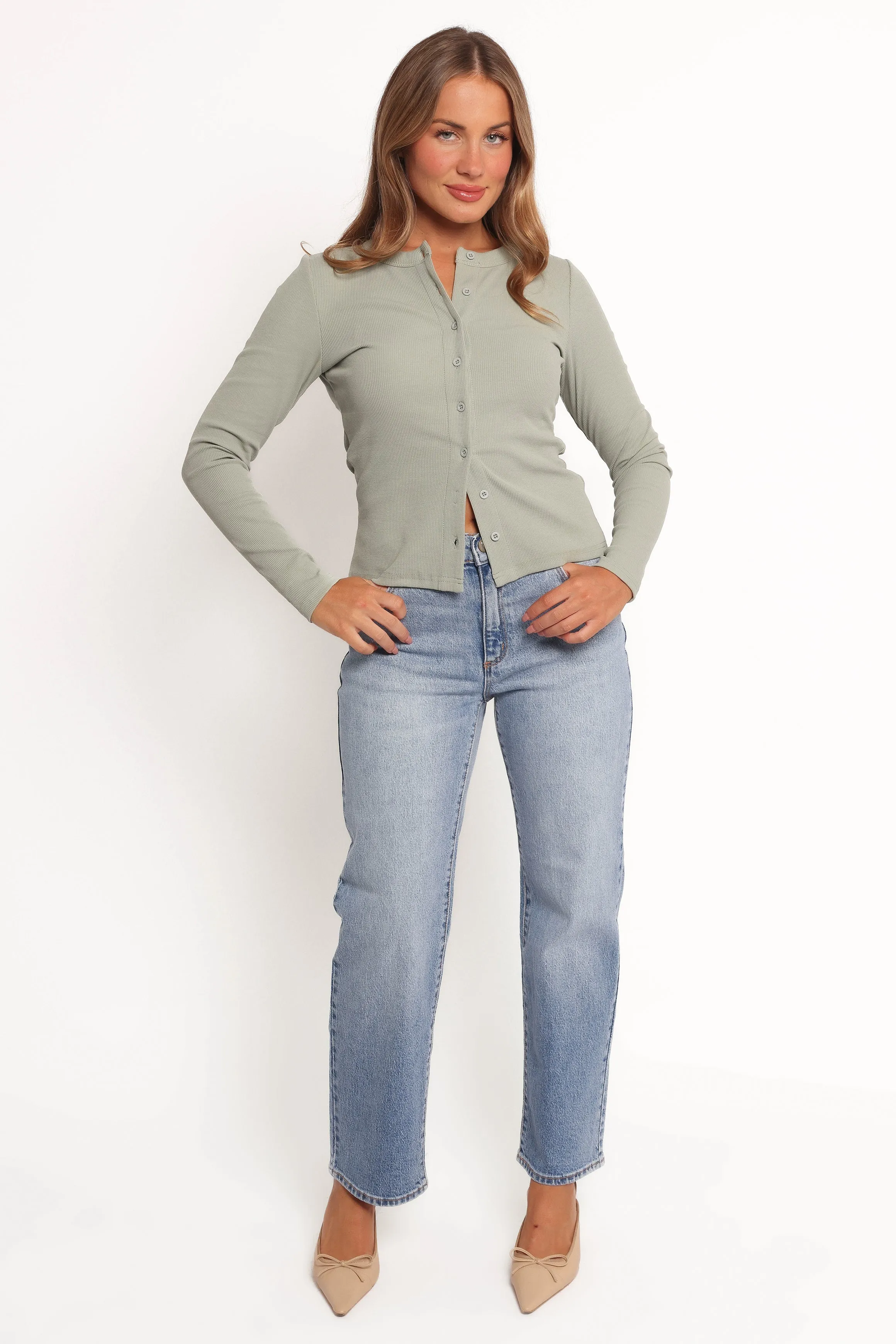 Wendi Cardigan Top - Khaki
