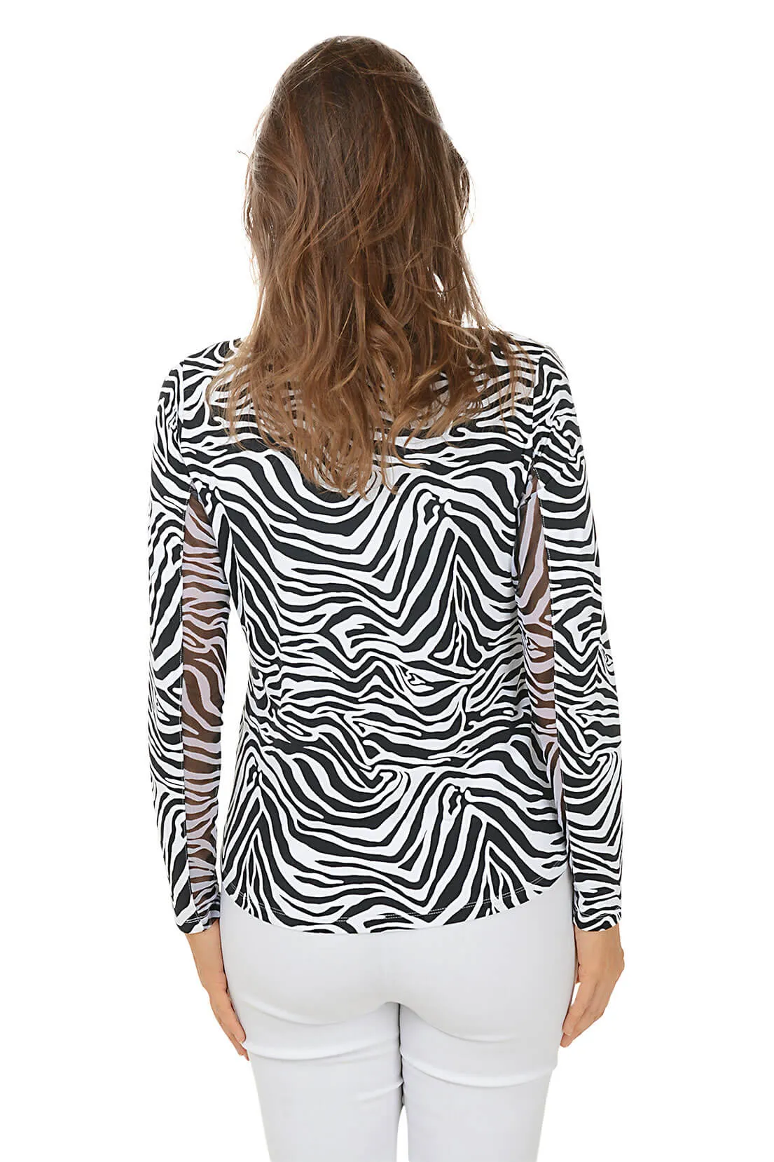 White Cecilia Zebra UPF50  Sun Shirt