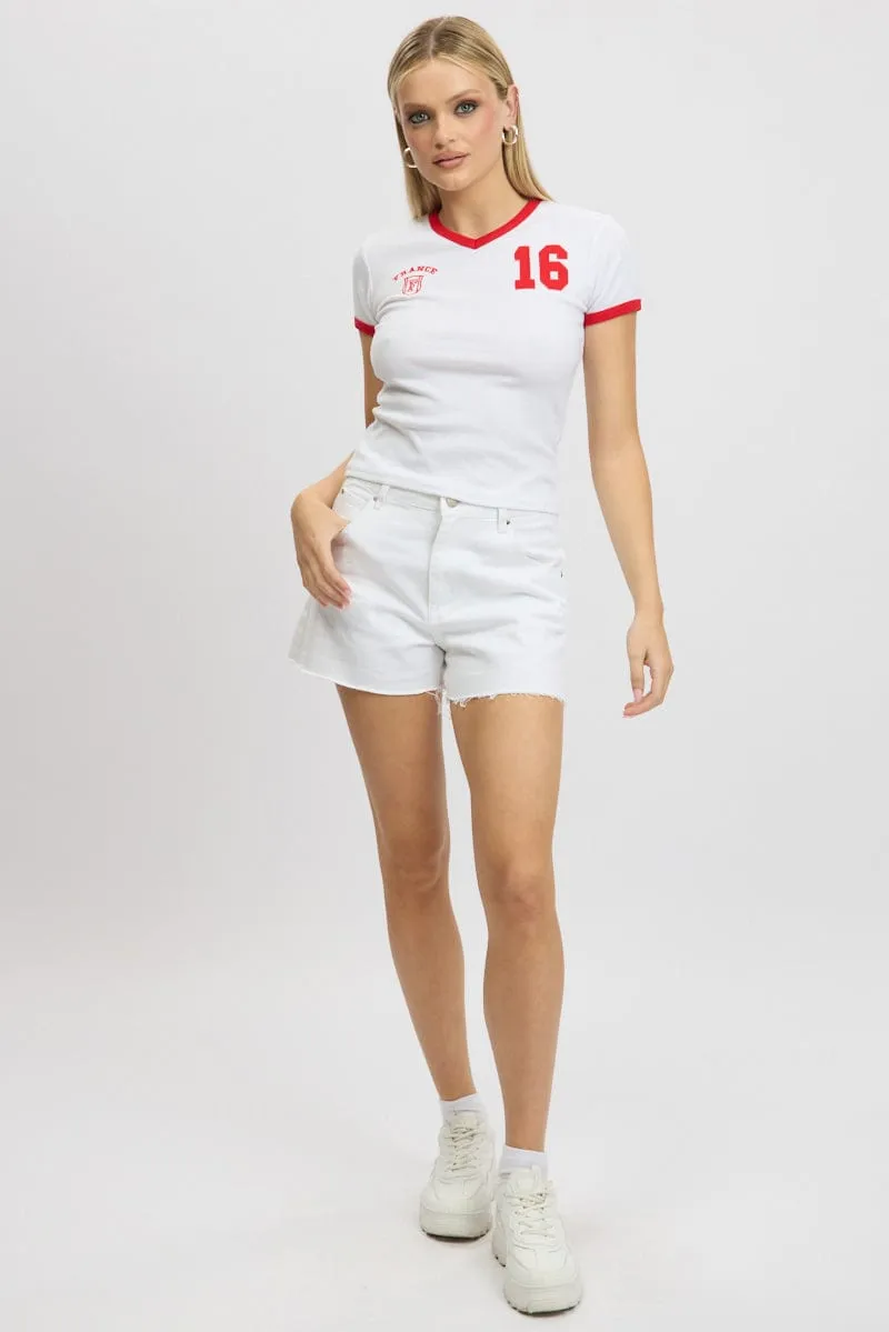 White Graphic Tee Short Sleeve