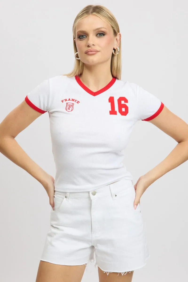 White Graphic Tee Short Sleeve