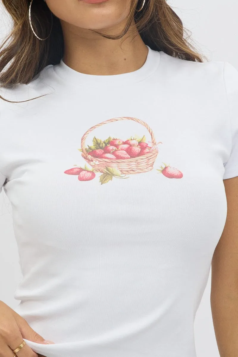 White Graphic Tee Short Sleeve