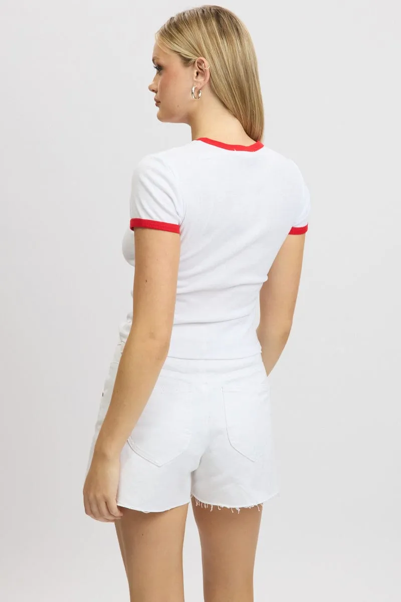 White Graphic Tee Short Sleeve