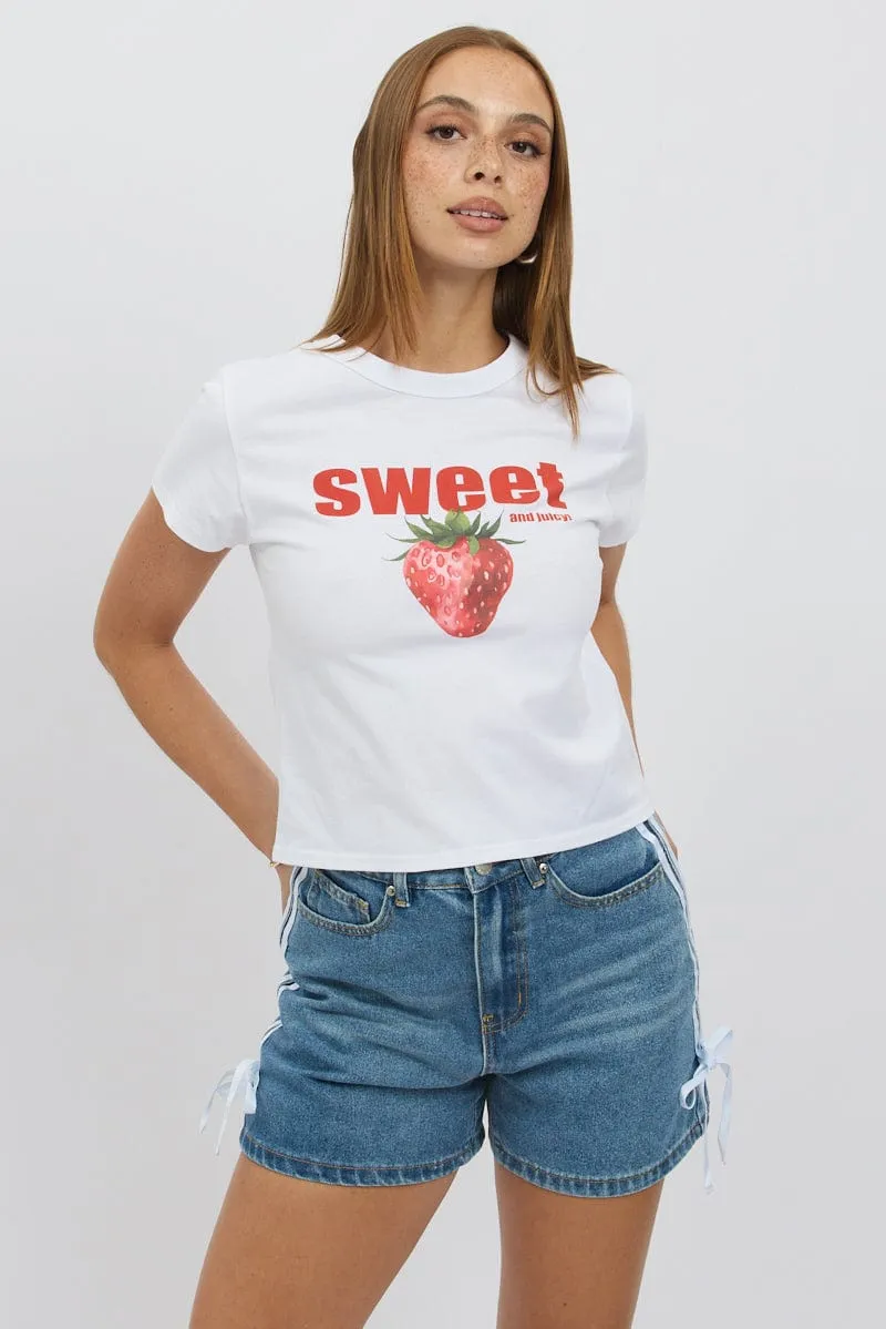 White Graphic Tee Short Sleeve