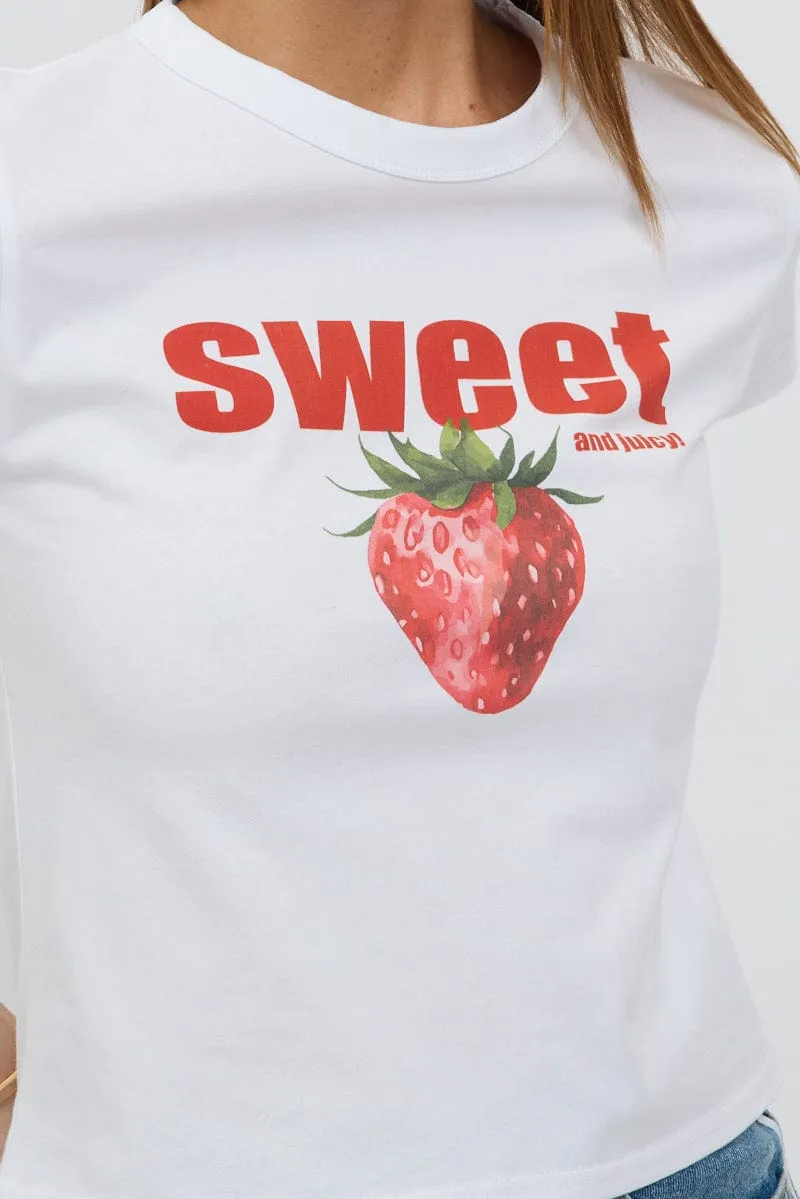 White Graphic Tee Short Sleeve