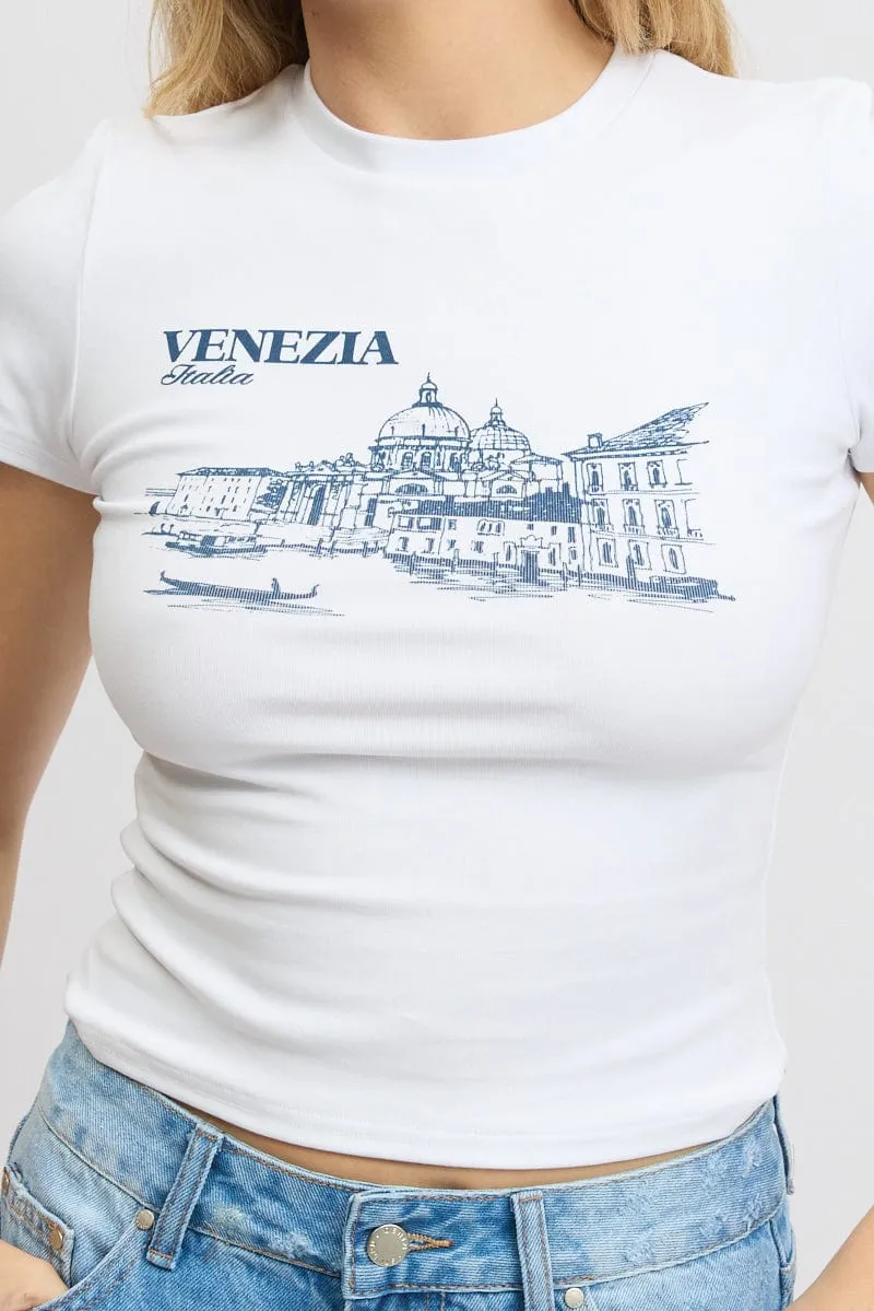 White Graphic Tee Short Sleeve