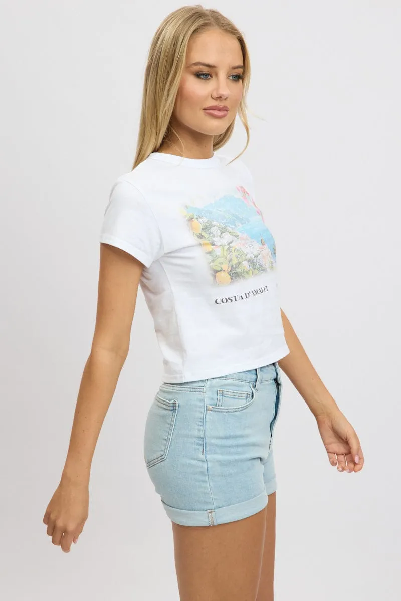 White Graphic Tee Short Sleeve