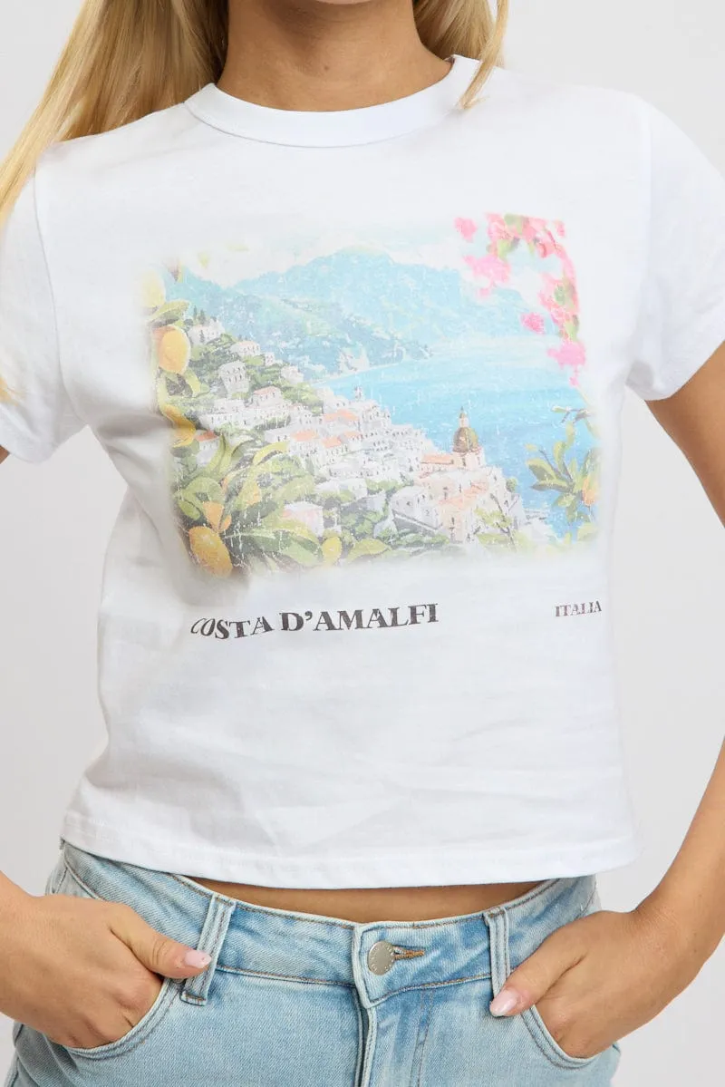 White Graphic Tee Short Sleeve