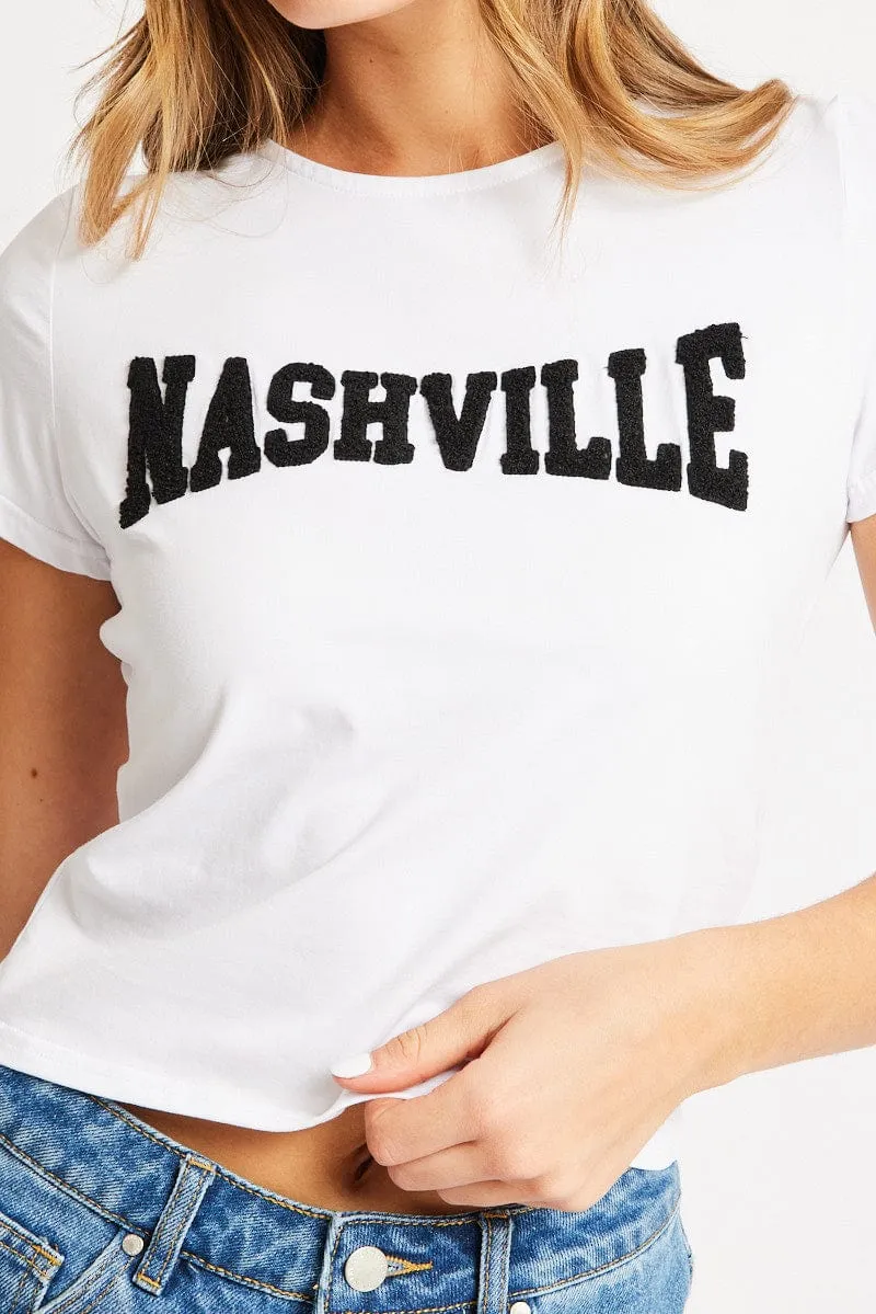 White Graphic Tee Short Sleeve