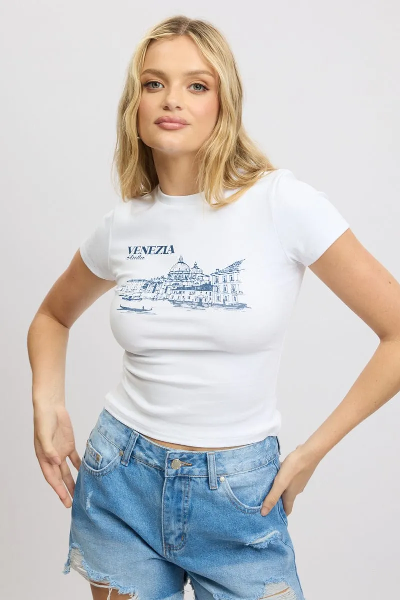 White Graphic Tee Short Sleeve