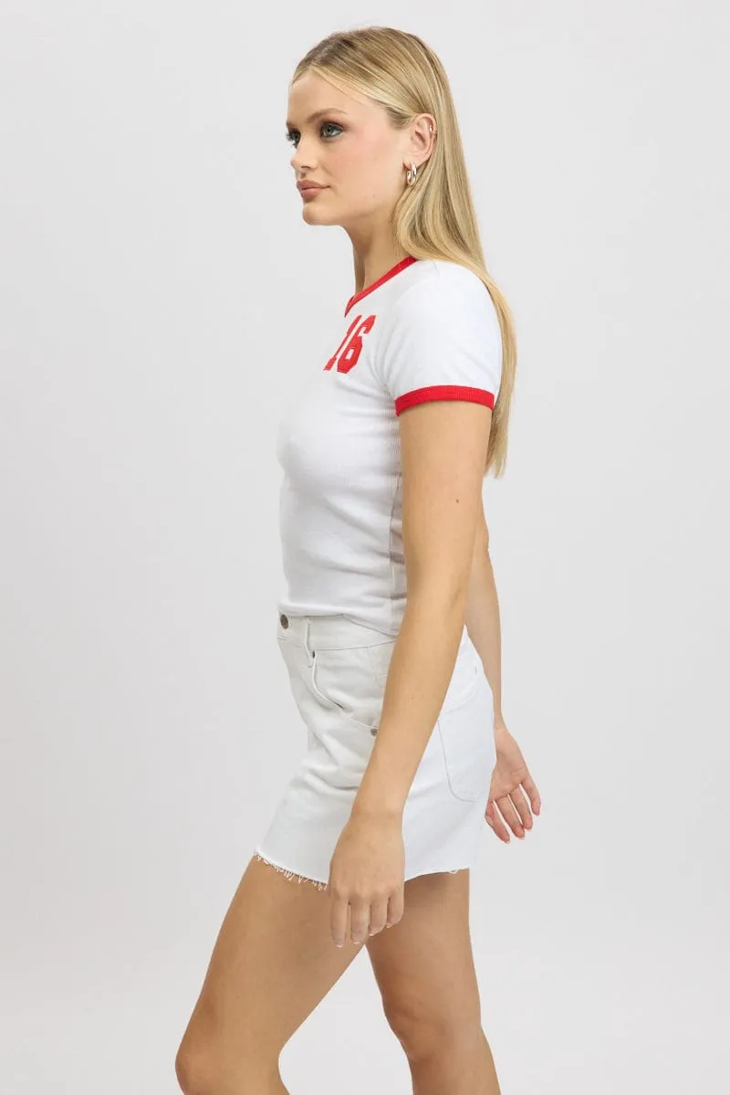 White Graphic Tee Short Sleeve